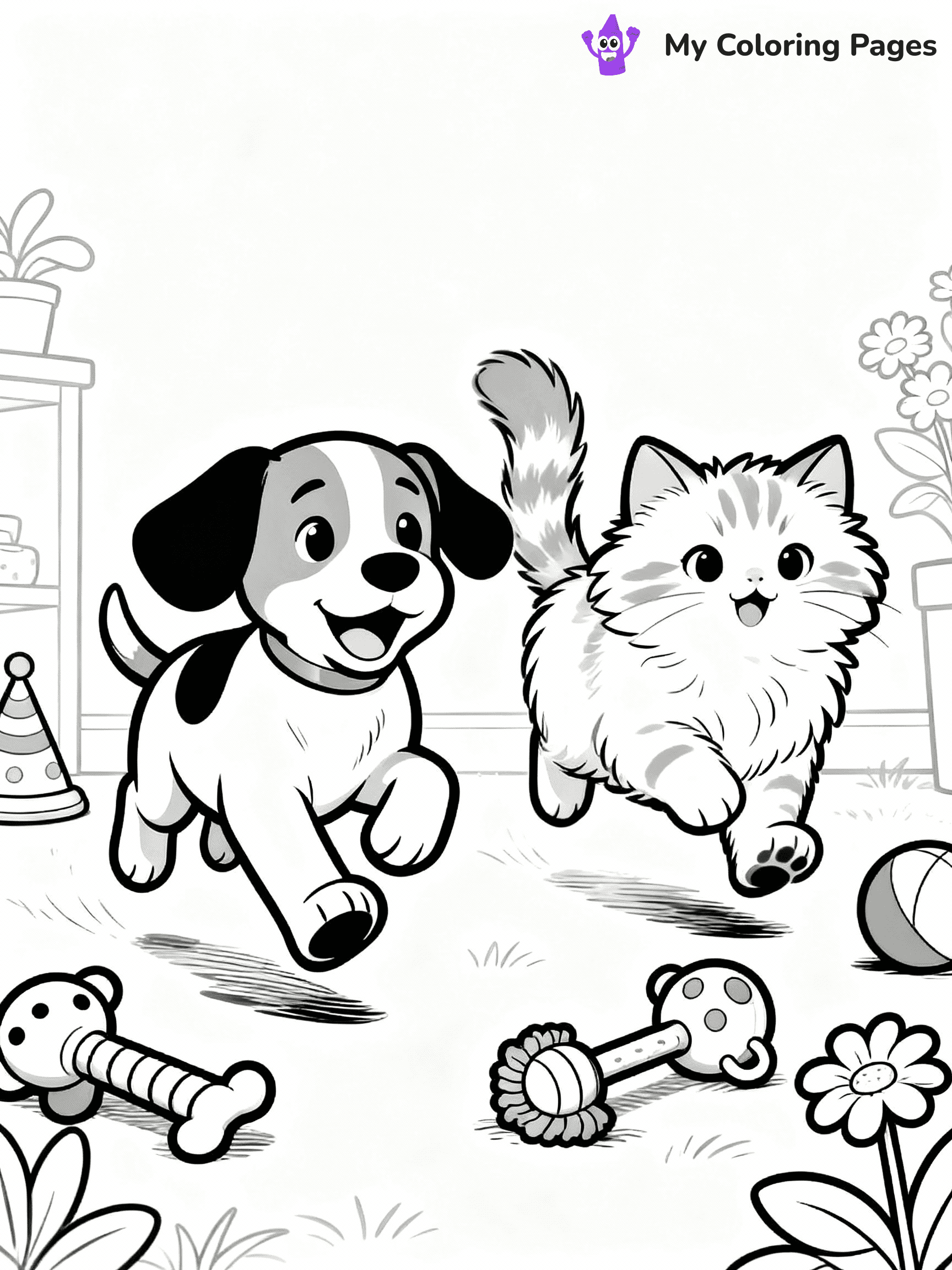 Cat And Dog Coloring Pages - 5