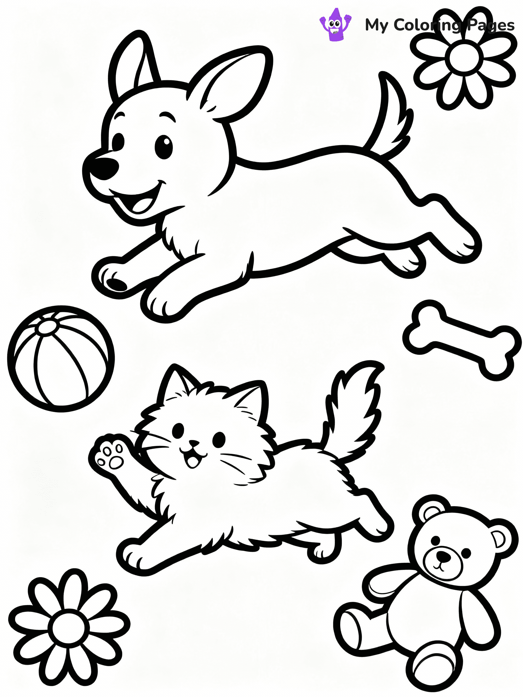 Cat And Dog Coloring Pages - 4
