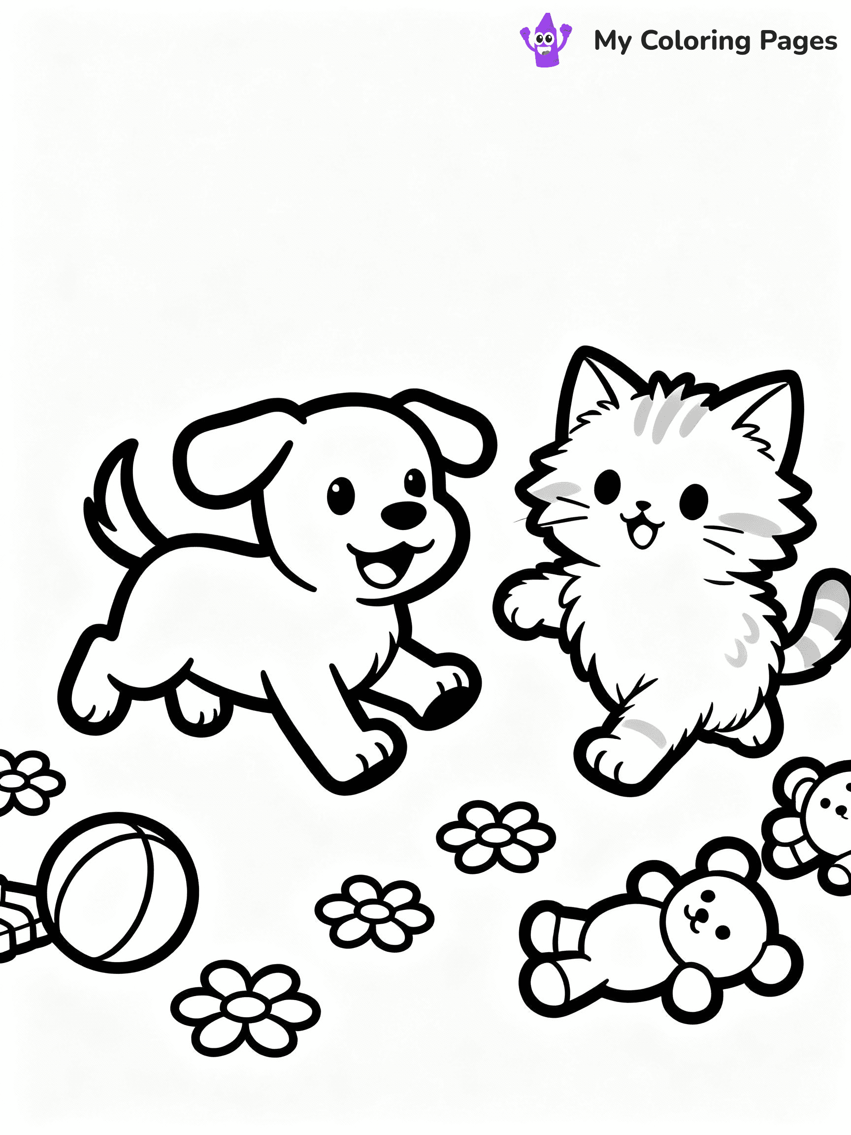 Cat And Dog Coloring Pages - 3