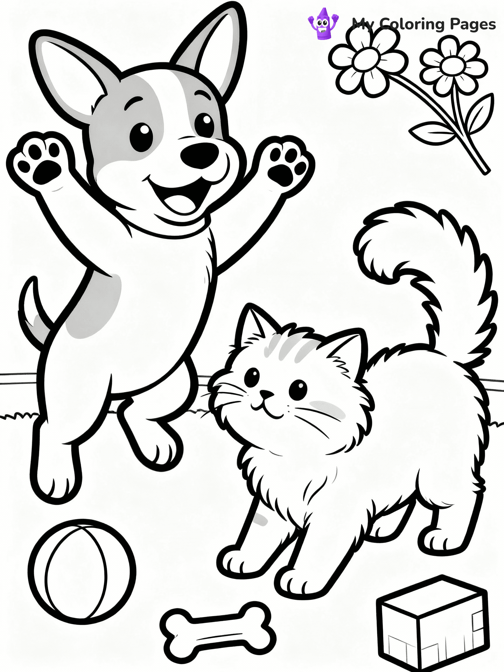 Cat And Dog Coloring Pages - 2
