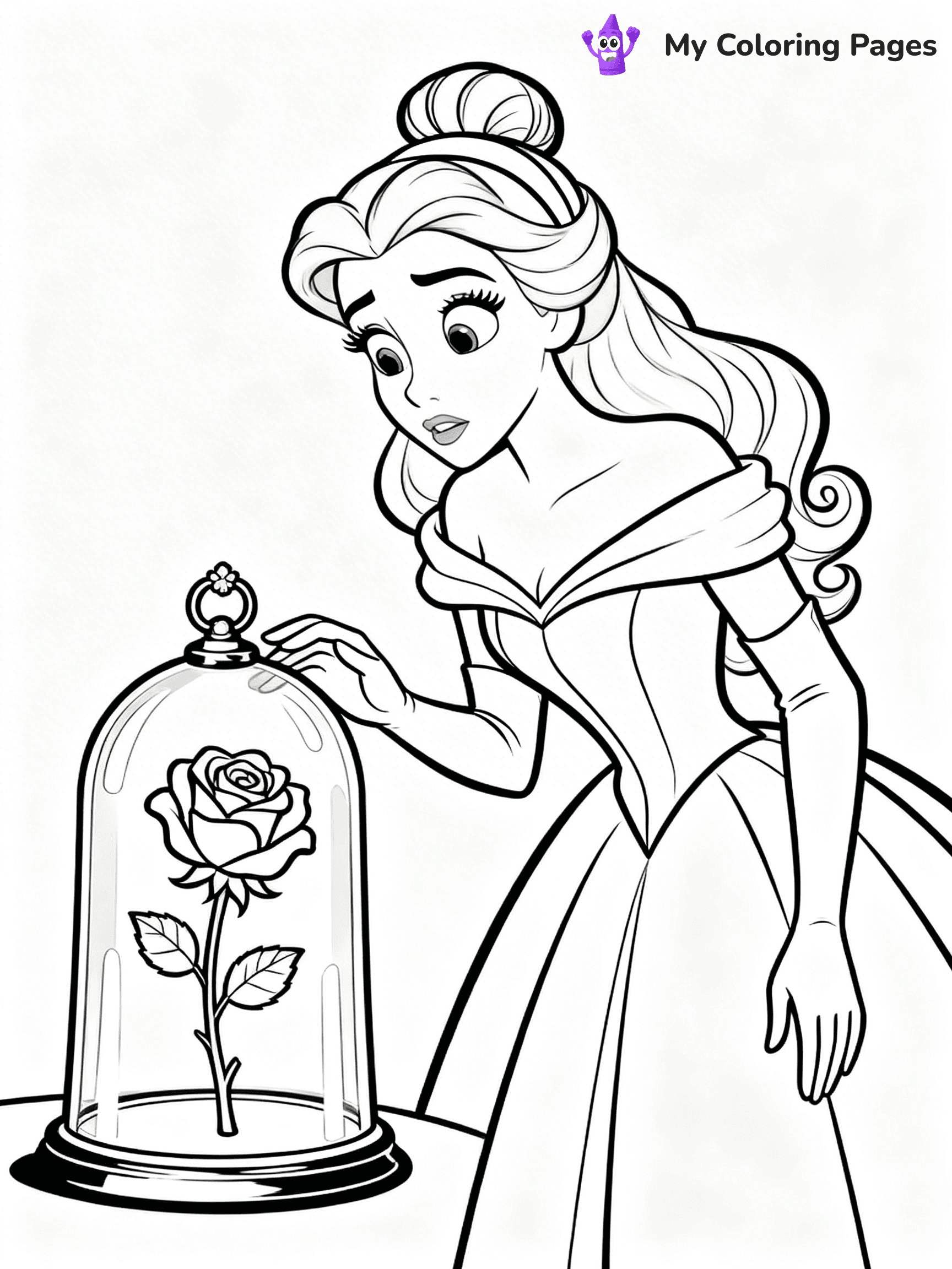Easy Belle Coloring Pages - 12