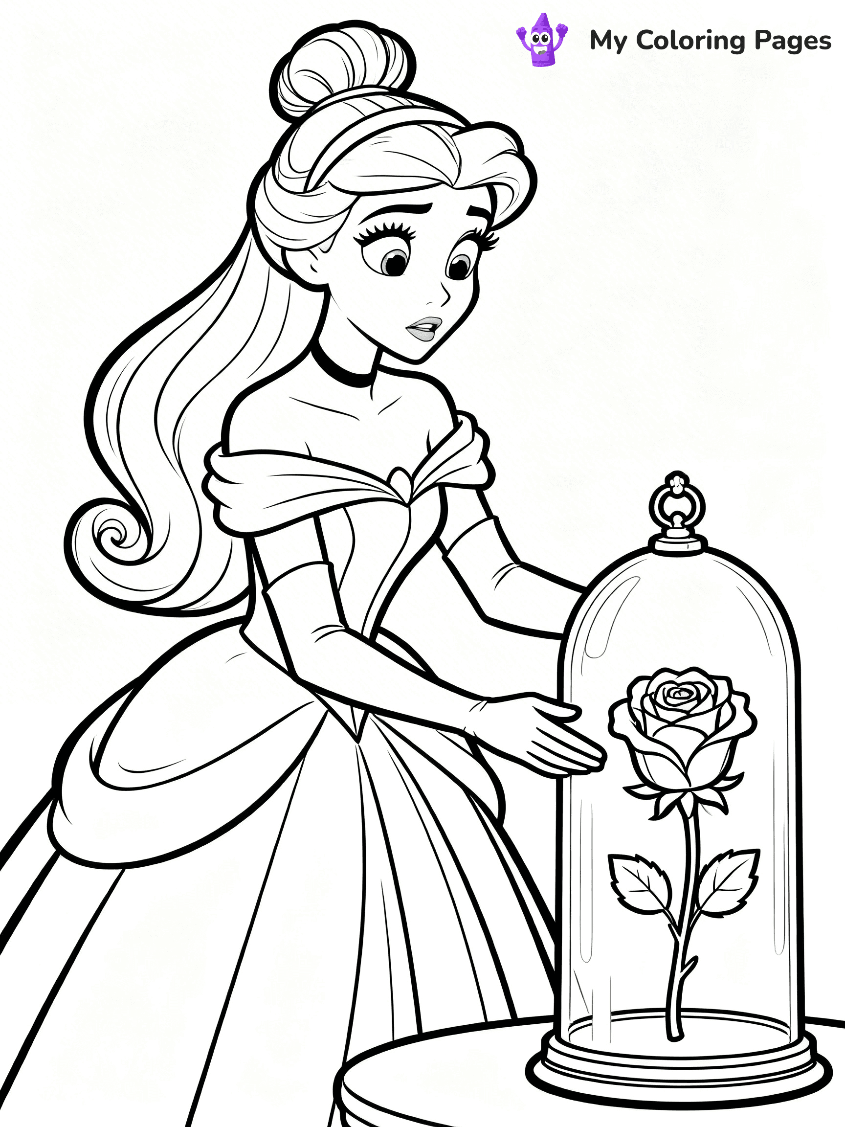 Easy Belle Coloring Pages - 10