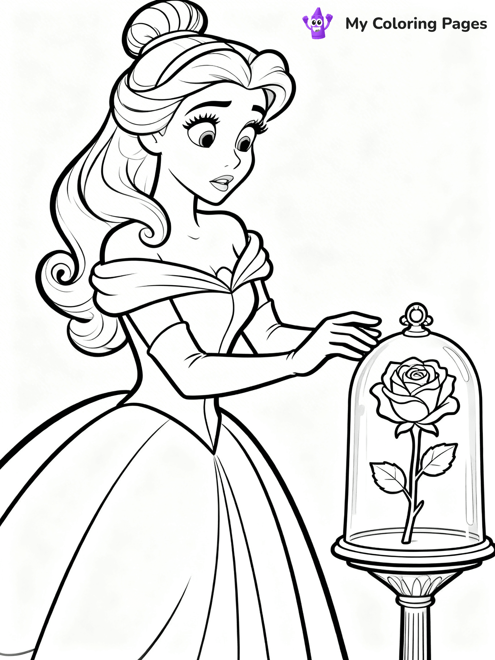Easy Belle Coloring Pages - 9
