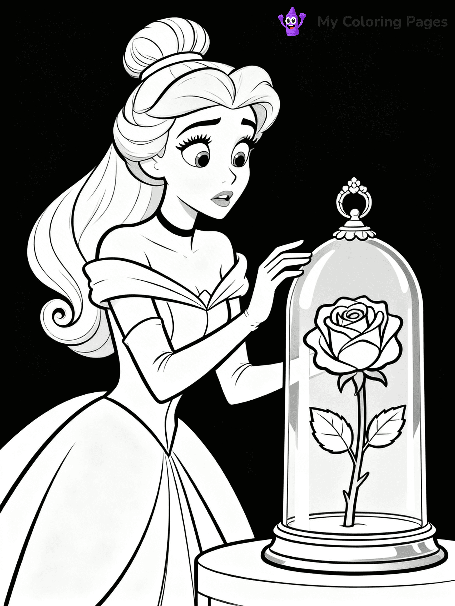 Easy Belle Coloring Pages - 7