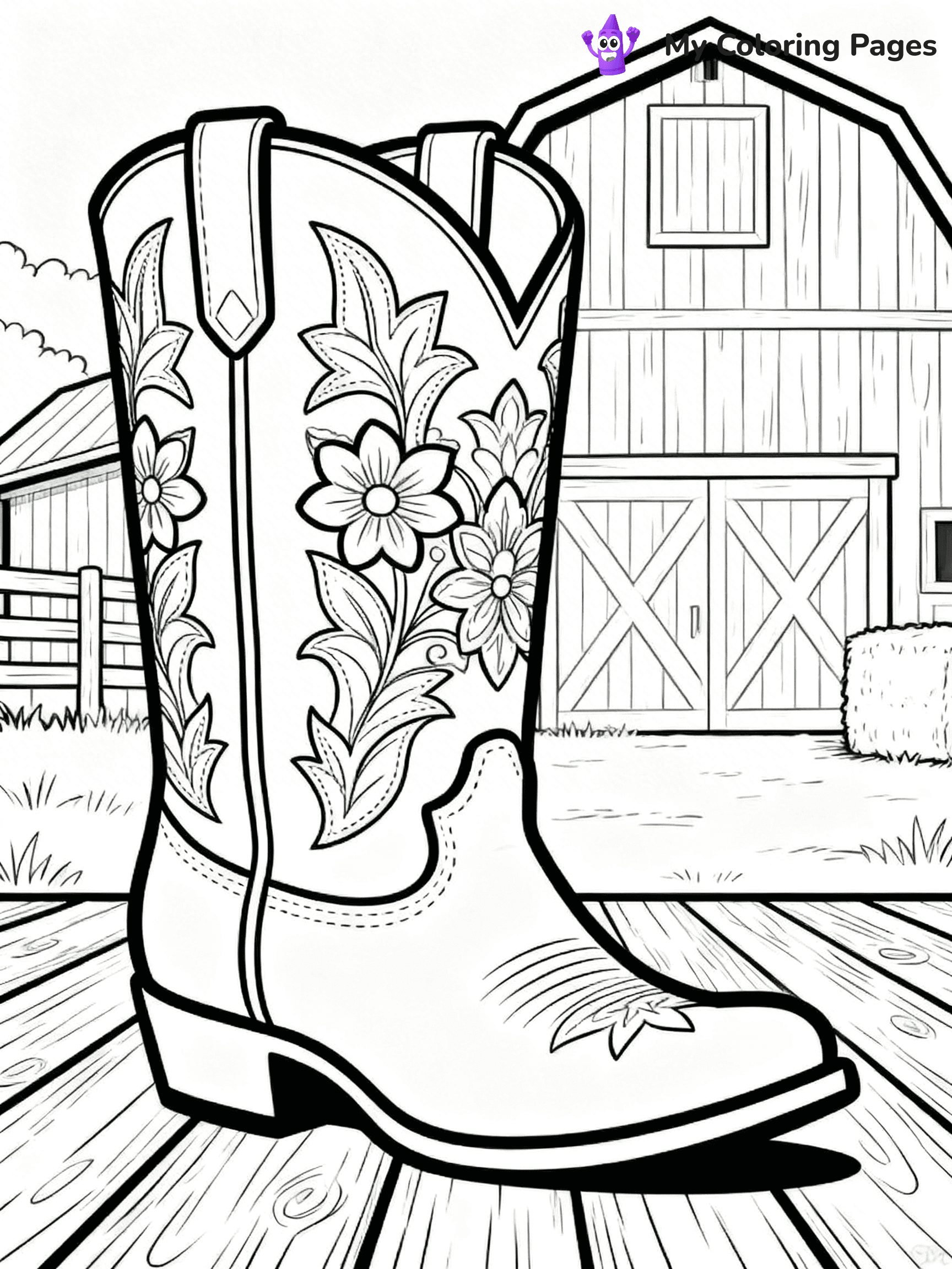 Cowboy Boot Coloring Pages - 18