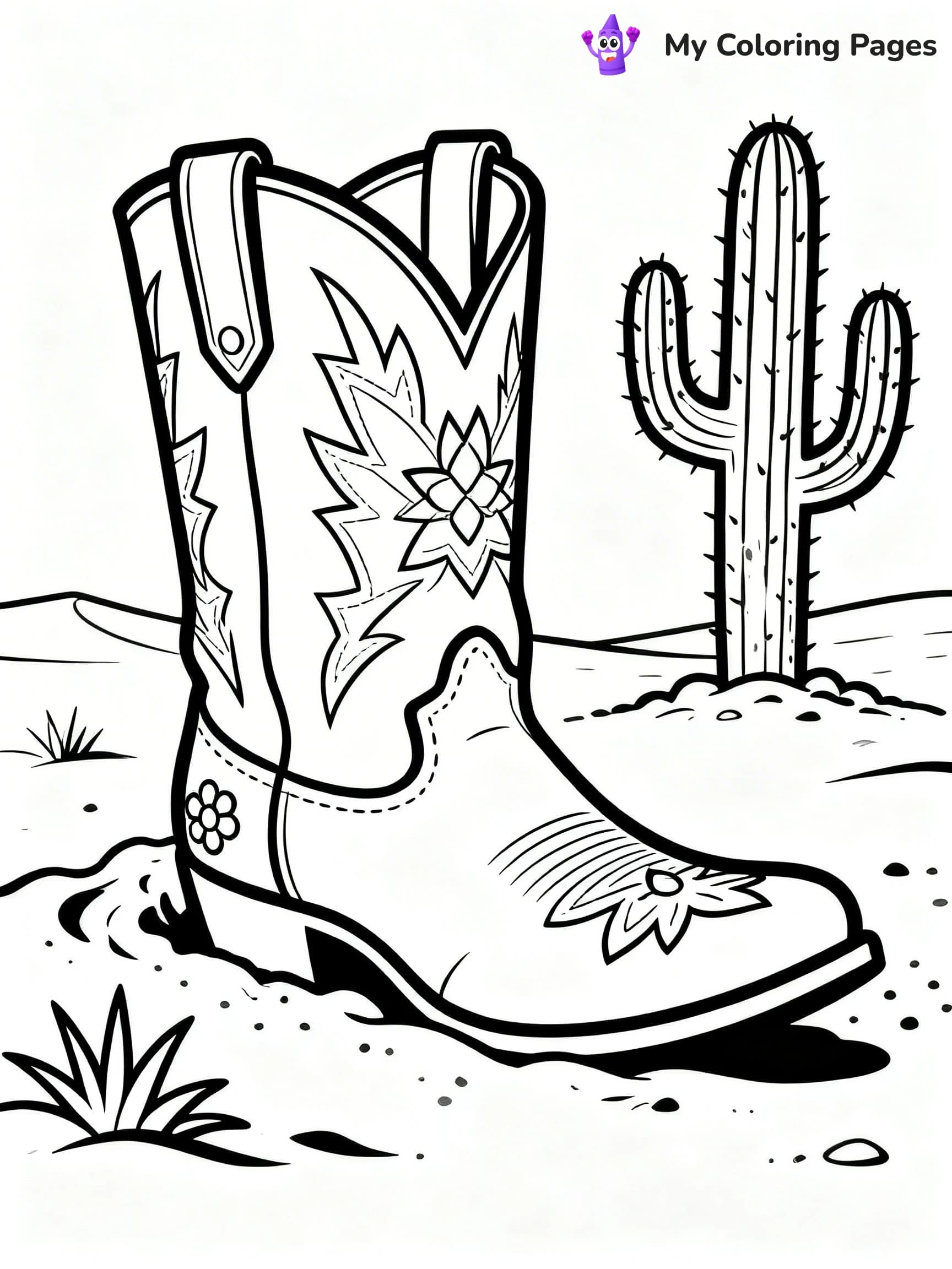 Cowboy Boot Coloring Pages - 2