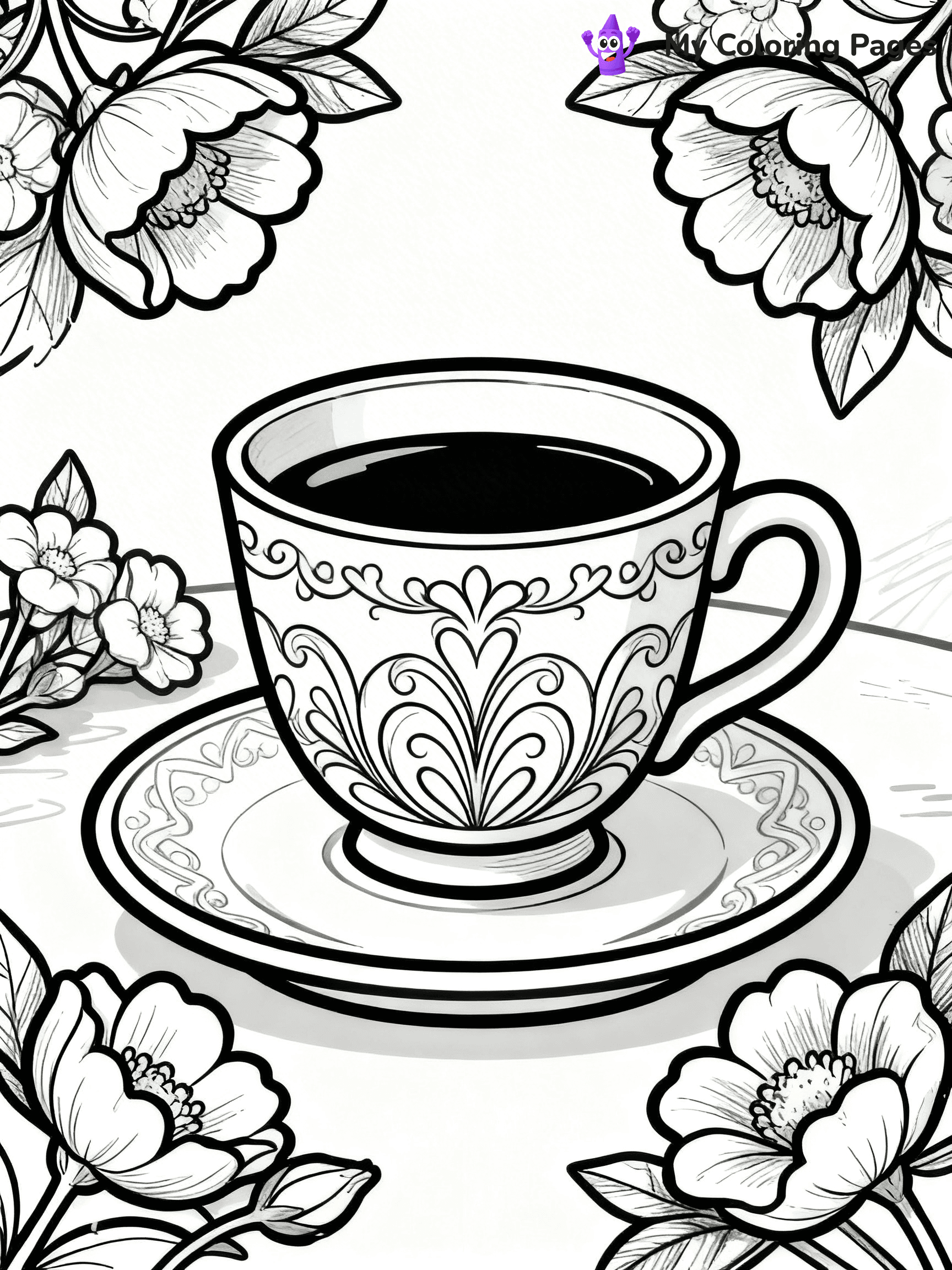 Coffee Cup Coloring Pages - 1