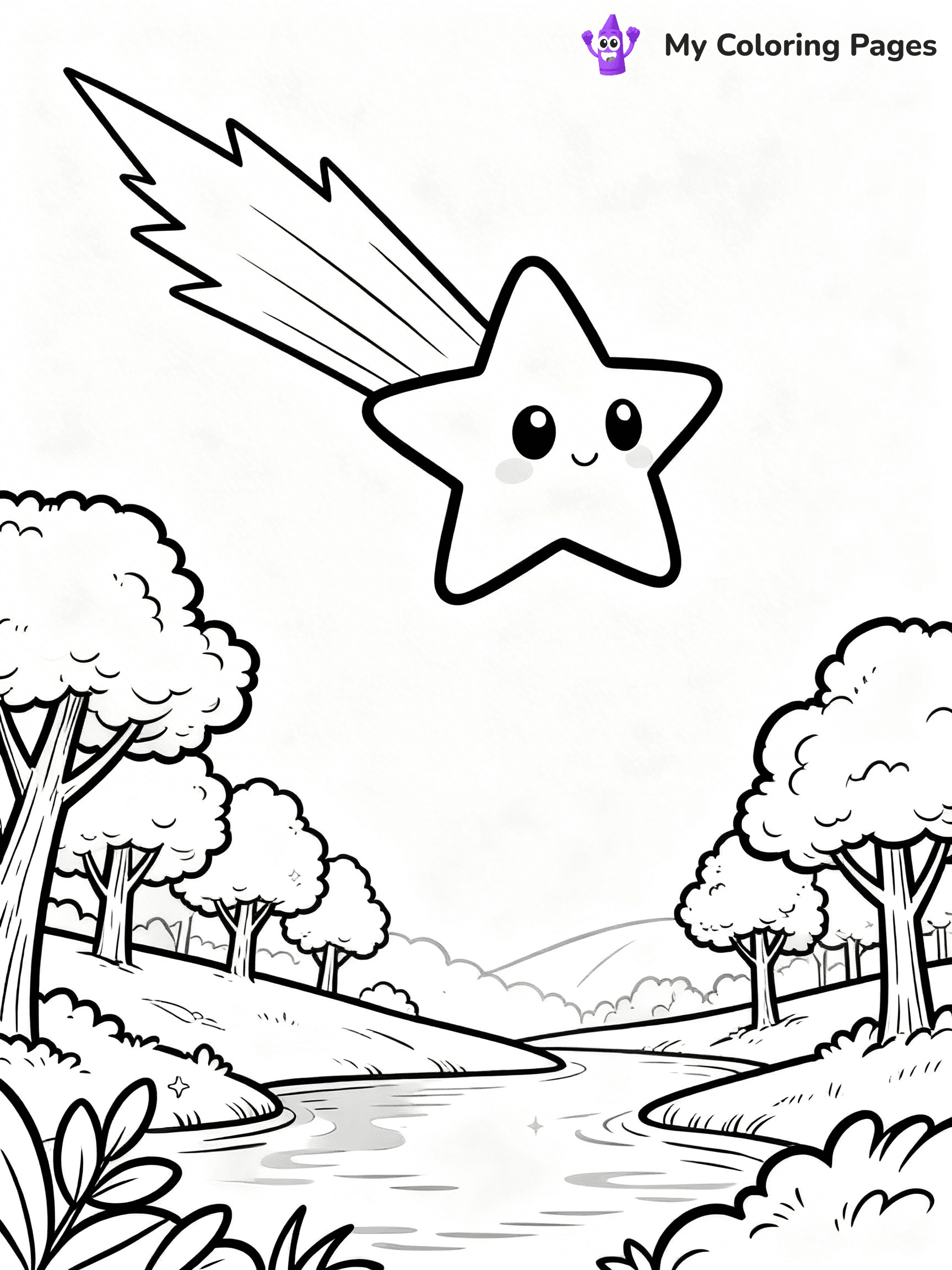 Shooting Star Coloring Pages - 20