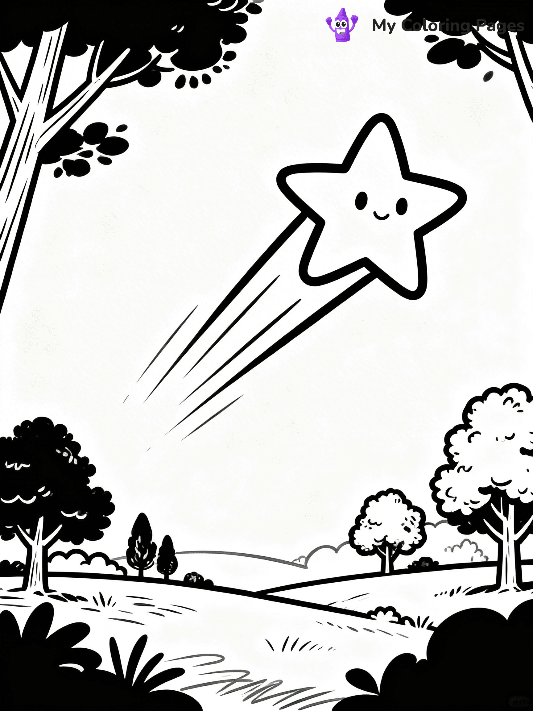 Shooting Star Coloring Pages - 1