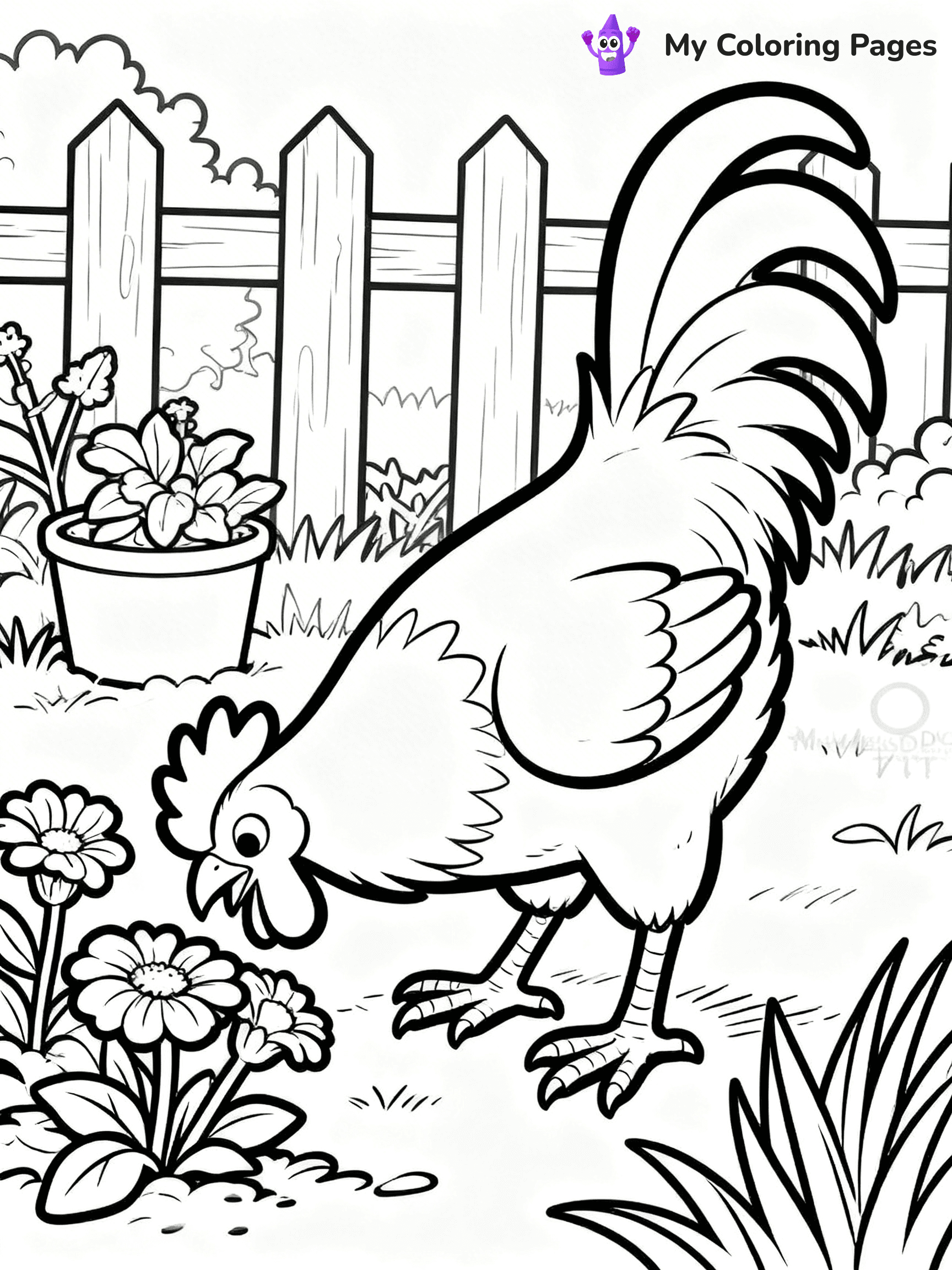 Rooster Coloring Pages - 1