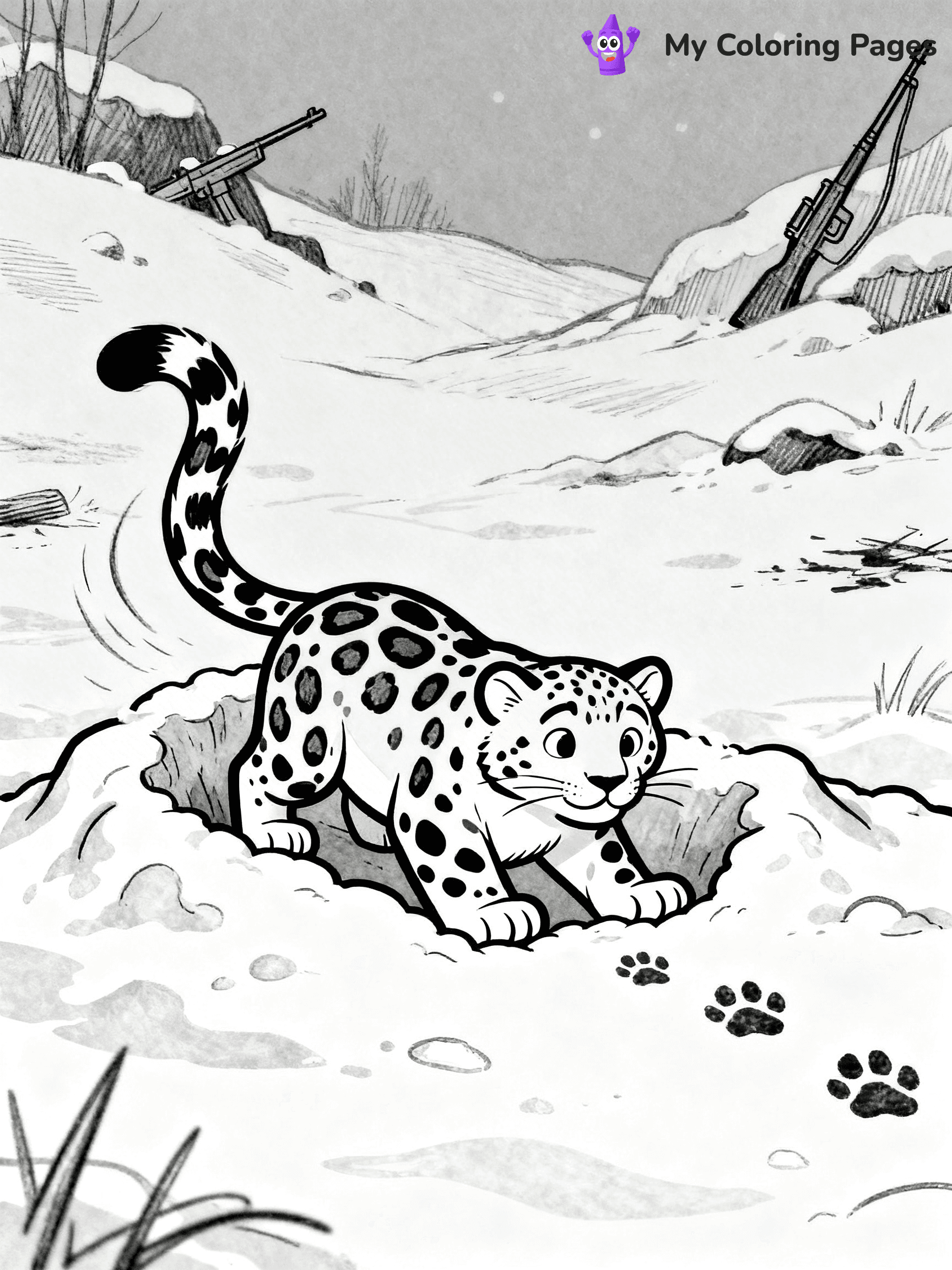 Snow Leopard Coloring Pages - 9