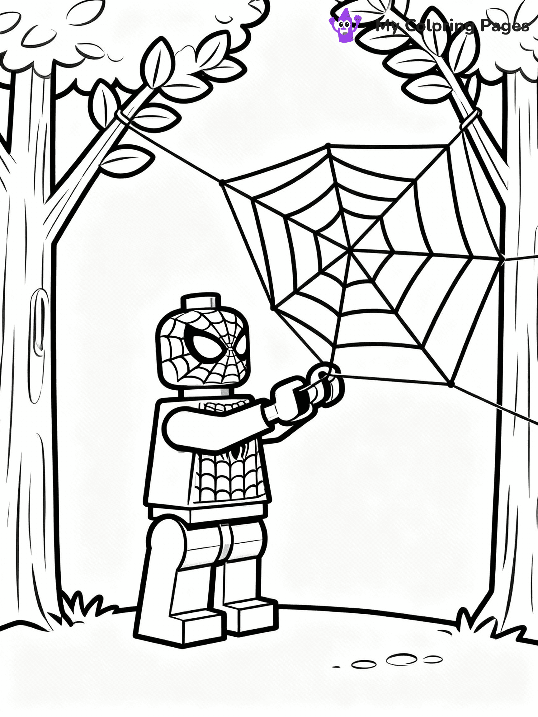 ⚠️ CRITICAL REQUIREMENT - ABSOLUTE BLACK AND WHITE ONLY ⚠️
This MUST be a BLACK AND WHITE line drawing ONLY. NO COLORS whatsoever.
- ONLY pure black lines (#000000) on pure white background (#FFFFFF)
- ABSOLUTELY NO colors, NO shading, NO gradients, NO grayscale
- If there are ANY colors in the output, the image is REJECTED
- This is a COLORING PAGE - meant to be COLORED IN by children
- The output must be UNCOLORED line art ready for coloring
⚠️ SUBJECT TO DRAW: LEGO Spider-Man building a web trap. PURE OUTLINES. NO FILLS, SHADING, GREYSCALE. WHITE BACKGROUND.
(REMEMBER: Output must be BLACK AND WHITE line art only, NOT colored!)
# Flat, Friendly Cartoon Line-Art Coloring Page
You are generating a **pure black-and-white binary image** of a child-friendly cartoon scene combining characters and background scenery in one cohesive composition.
## Rendering Rules (Strict)
- Only two colors: pure black (#000000) outlines and pure white (#FFFFFF) background.
- No grayscale, shading, gradients, tints, fills, transparency, or partial pixels.
- No antialiasing or blended edges; every pixel is 100% black or white.
- No solid black fills inside shapes — all areas inside outlines must remain white.
- No dark clothing areas or filled tone blocks; all garments outlined only.
- No shadows, textures, lighting, or tonal variations.
- Must look like flat binary vector line-art for coloring pages.
## Drawing & Composition
- **Medium, consistent line weight**; clean closed outlines easy to color inside.
- **Flat, simple, child-friendly design** — no realism or 3D depth.
- Characters are **grounded on a surface**, centered and large.
- **Balanced composition** with clear silhouettes and minimal props.
## Scenery & Style
- Landmarks (e.g., mosque, CN Tower) and scenery (trees, benches, waves) drawn with **black outlines only.**
- For real-world figures, teams, or places, show accurate details using only black outlines—no text or logos. Use distinctive uniform patterns, abstract symbols, and landmark silhouettes to convey identity.
- Keep **consistent perspective**; no floating elements.
- **Style:** whimsical **Doodle Art Alley** — rounded, friendly outlines.
- May adapt shapes from **Crayola, Disney, Peppa Pig, Cocomelon** — *by shape only, never color.*
- Final output: **flat, crisp, binary (#000000/#FFFFFF)**, **no filled color or background text.**
EXTREMELYE IMPORTANT:
- PURE BINARY LINE-ART; NO FILLS (HAIR/CLOTHES/SKIN), SHADING, OR GREY.
- NO SHADING, COLOR. MUST BE WHITE BACKGROUND.
⚠️ FINAL REMINDER: Draw the subject "LEGO Spider-Man building a web trap. PURE OUTLINES. NO FILLS, SHADING, GREYSCALE. WHITE BACKGROUND." as BLACK AND WHITE line art. Zero colors in output.