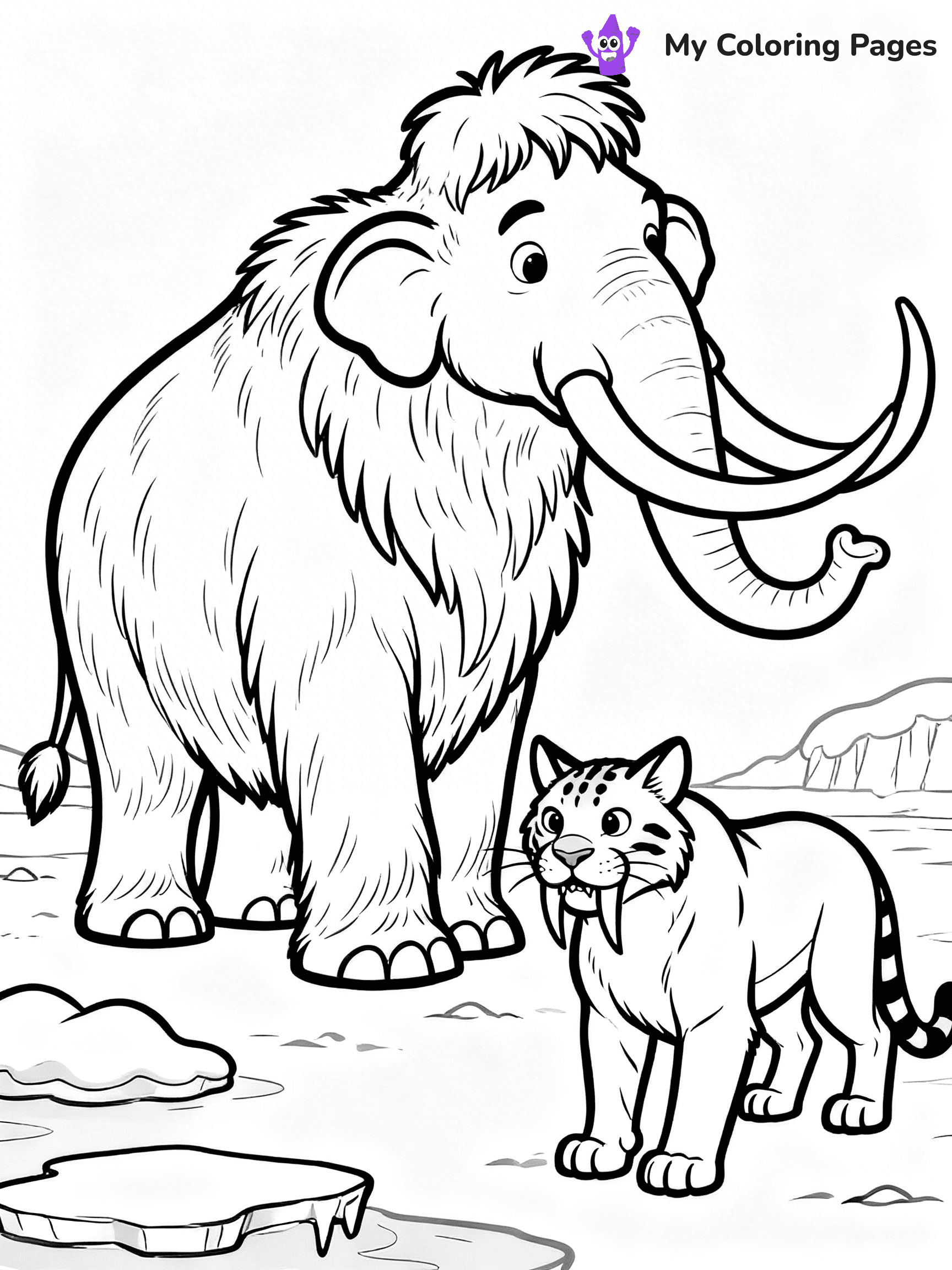 Woolly Mammoth Coloring Pages - 1