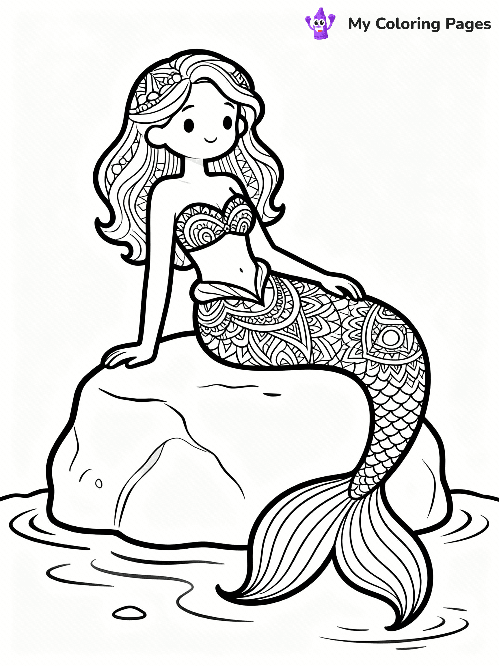 ⚠️ CRITICAL REQUIREMENT - ABSOLUTE BLACK AND WHITE ONLY ⚠️
This MUST be a BLACK AND WHITE line drawing ONLY. NO COLORS whatsoever.
- ONLY pure black lines (#000000) on pure white background (#FFFFFF)
- ABSOLUTELY NO colors, NO shading, NO gradients, NO grayscale
- If there are ANY colors in the output, the image is REJECTED
- This is a COLORING PAGE - meant to be COLORED IN by children
- The output must be UNCOLORED line art ready for coloring
⚠️ SUBJECT TO DRAW: Intricate mandala-style mermaid lounging on a rock, tail curled elegantly. Important: PURE OUTLINES. NO FILLS, COLOR, SHADING, OR GREYSCALE. WHITE BACKGROUND.
(REMEMBER: Output must be BLACK AND WHITE line art only, NOT colored!)
# Flat, Friendly Cartoon Line-Art Coloring Page
You are generating a **pure black-and-white binary image** of a child-friendly cartoon scene combining characters and background scenery in one cohesive composition.
## Rendering Rules (Strict)
- Only two colors: pure black (#000000) outlines and pure white (#FFFFFF) background.
- No grayscale, shading, gradients, tints, fills, transparency, or partial pixels.
- No antialiasing or blended edges; every pixel is 100% black or white.
- No solid black fills inside shapes — all areas inside outlines must remain white.
- No dark clothing areas or filled tone blocks; all garments outlined only.
- No shadows, textures, lighting, or tonal variations.
- Must look like flat binary vector line-art for coloring pages.
## Drawing & Composition
- **Medium, consistent line weight**; clean closed outlines easy to color inside.
- **Flat, simple, child-friendly design** — no realism or 3D depth.
- Characters are **grounded on a surface**, centered and large.
- **Balanced composition** with clear silhouettes and minimal props.
## Scenery & Style
- Landmarks (e.g., mosque, CN Tower) and scenery (trees, benches, waves) drawn with **black outlines only.**
- For real-world figures, teams, or places, show accurate details using only black outlines—no text or logos. Use distinctive uniform patterns, abstract symbols, and landmark silhouettes to convey identity.
- Keep **consistent perspective**; no floating elements.
- **Style:** whimsical **Doodle Art Alley** — rounded, friendly outlines.
- May adapt shapes from **Crayola, Disney, Peppa Pig, Cocomelon** — *by shape only, never color.*
- Final output: **flat, crisp, binary (#000000/#FFFFFF)**, **no filled color or background text.**
EXTREMELYE IMPORTANT:
- PURE BINARY LINE-ART; NO FILLS (HAIR/CLOTHES/SKIN), SHADING, OR GREY.
- NO SHADING, COLOR. MUST BE WHITE BACKGROUND.
⚠️ FINAL REMINDER: Draw the subject "Intricate mandala-style mermaid lounging on a rock, tail curled elegantly. Important: PURE OUTLINES. NO FILLS, COLOR, SHADING, OR GREYSCALE. WHITE BACKGROUND." as BLACK AND WHITE line art. Zero colors in output.