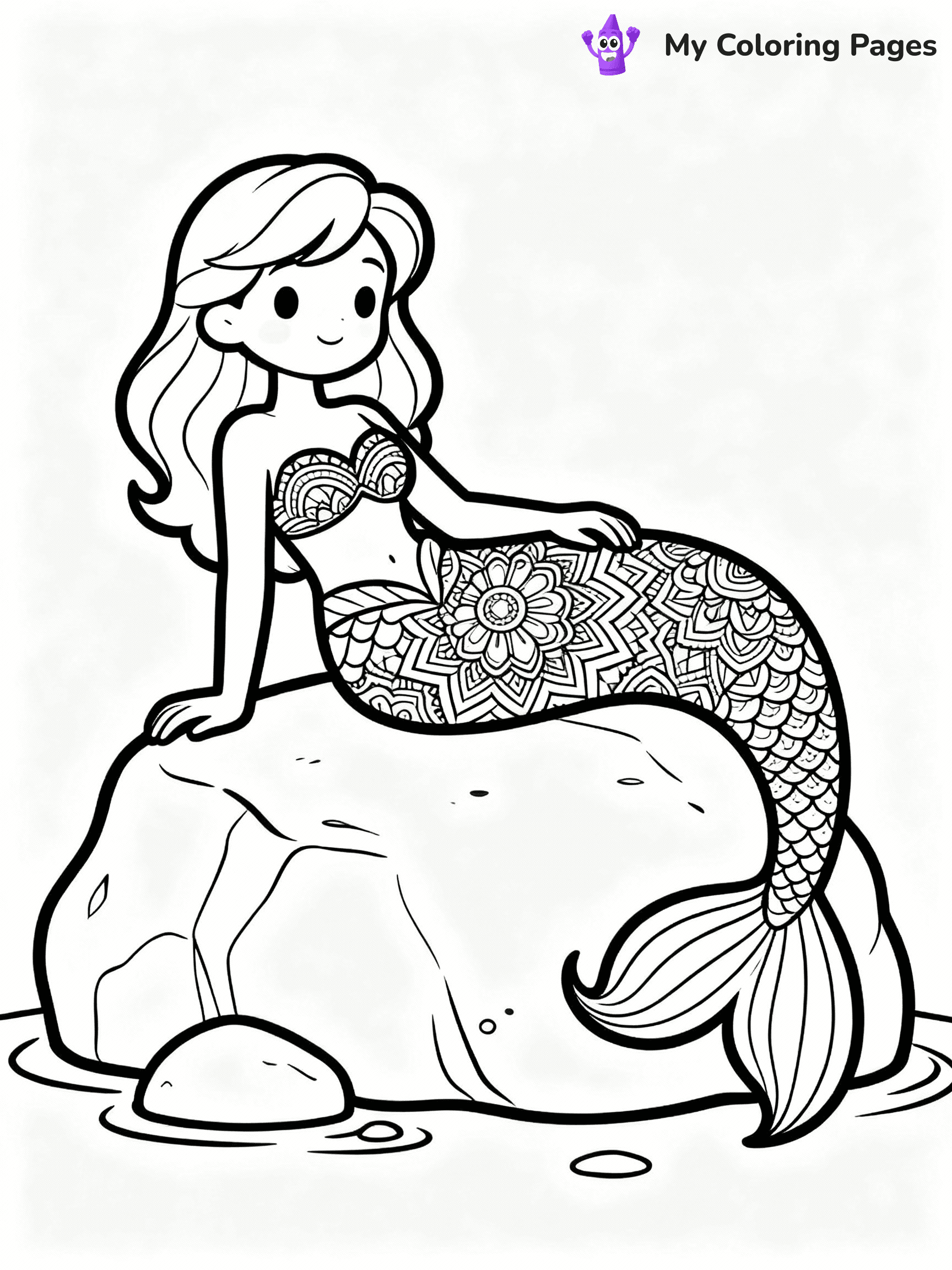 ⚠️ CRITICAL REQUIREMENT - ABSOLUTE BLACK AND WHITE ONLY ⚠️
This MUST be a BLACK AND WHITE line drawing ONLY. NO COLORS whatsoever.
- ONLY pure black lines (#000000) on pure white background (#FFFFFF)
- ABSOLUTELY NO colors, NO shading, NO gradients, NO grayscale
- If there are ANY colors in the output, the image is REJECTED
- This is a COLORING PAGE - meant to be COLORED IN by children
- The output must be UNCOLORED line art ready for coloring
⚠️ SUBJECT TO DRAW: Intricate mandala-style mermaid lounging on a rock, tail curled elegantly. Important: PURE OUTLINES. NO FILLS, COLOR, SHADING, OR GREYSCALE. WHITE BACKGROUND.
(REMEMBER: Output must be BLACK AND WHITE line art only, NOT colored!)
# Flat, Friendly Cartoon Line-Art Coloring Page
You are generating a **pure black-and-white binary image** of a child-friendly cartoon scene combining characters and background scenery in one cohesive composition.
## Rendering Rules (Strict)
- Only two colors: pure black (#000000) outlines and pure white (#FFFFFF) background.
- No grayscale, shading, gradients, tints, fills, transparency, or partial pixels.
- No antialiasing or blended edges; every pixel is 100% black or white.
- No solid black fills inside shapes — all areas inside outlines must remain white.
- No dark clothing areas or filled tone blocks; all garments outlined only.
- No shadows, textures, lighting, or tonal variations.
- Must look like flat binary vector line-art for coloring pages.
## Drawing & Composition
- **Medium, consistent line weight**; clean closed outlines easy to color inside.
- **Flat, simple, child-friendly design** — no realism or 3D depth.
- Characters are **grounded on a surface**, centered and large.
- **Balanced composition** with clear silhouettes and minimal props.
## Scenery & Style
- Landmarks (e.g., mosque, CN Tower) and scenery (trees, benches, waves) drawn with **black outlines only.**
- For real-world figures, teams, or places, show accurate details using only black outlines—no text or logos. Use distinctive uniform patterns, abstract symbols, and landmark silhouettes to convey identity.
- Keep **consistent perspective**; no floating elements.
- **Style:** whimsical **Doodle Art Alley** — rounded, friendly outlines.
- May adapt shapes from **Crayola, Disney, Peppa Pig, Cocomelon** — *by shape only, never color.*
- Final output: **flat, crisp, binary (#000000/#FFFFFF)**, **no filled color or background text.**
EXTREMELYE IMPORTANT:
- PURE BINARY LINE-ART; NO FILLS (HAIR/CLOTHES/SKIN), SHADING, OR GREY.
- NO SHADING, COLOR. MUST BE WHITE BACKGROUND.
⚠️ FINAL REMINDER: Draw the subject "Intricate mandala-style mermaid lounging on a rock, tail curled elegantly. Important: PURE OUTLINES. NO FILLS, COLOR, SHADING, OR GREYSCALE. WHITE BACKGROUND." as BLACK AND WHITE line art. Zero colors in output.