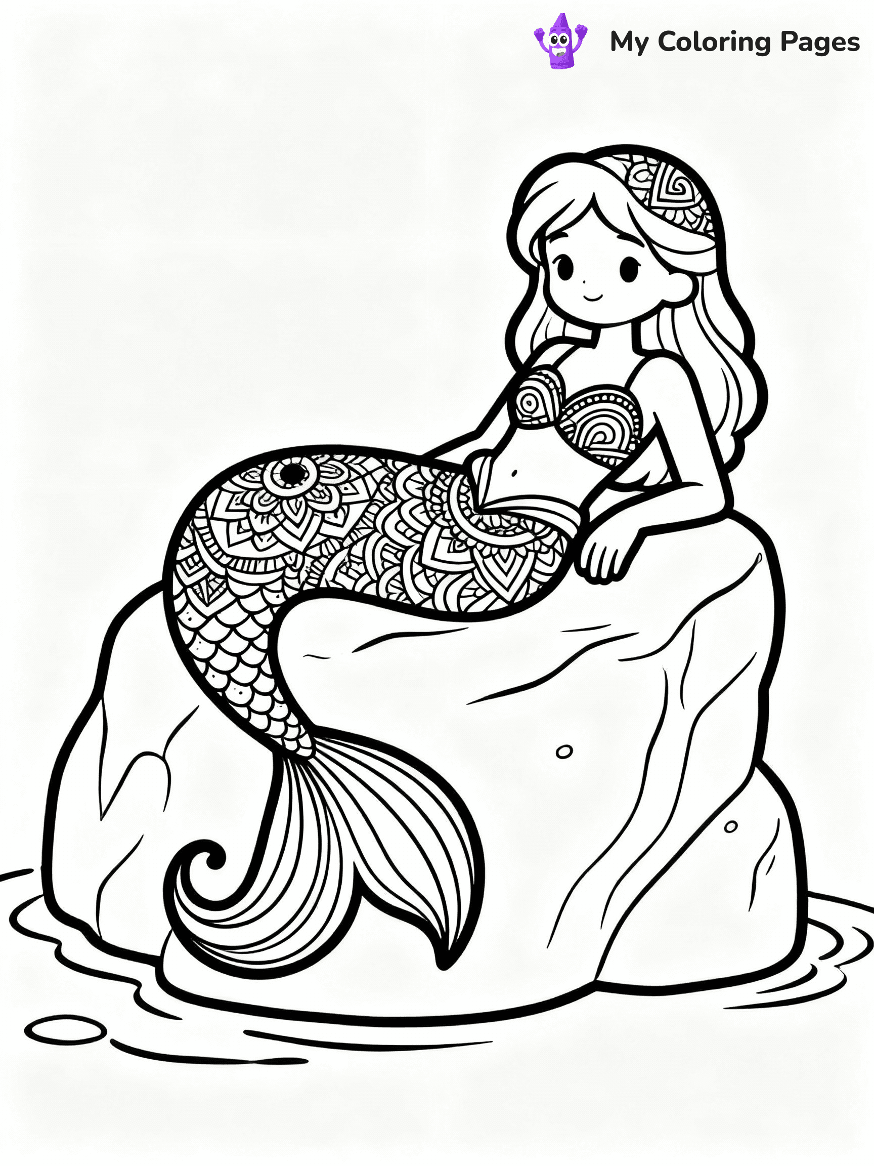 ⚠️ CRITICAL REQUIREMENT - ABSOLUTE BLACK AND WHITE ONLY ⚠️
This MUST be a BLACK AND WHITE line drawing ONLY. NO COLORS whatsoever.
- ONLY pure black lines (#000000) on pure white background (#FFFFFF)
- ABSOLUTELY NO colors, NO shading, NO gradients, NO grayscale
- If there are ANY colors in the output, the image is REJECTED
- This is a COLORING PAGE - meant to be COLORED IN by children
- The output must be UNCOLORED line art ready for coloring
⚠️ SUBJECT TO DRAW: Intricate mandala-style mermaid lounging on a rock, tail curled elegantly. Important: PURE OUTLINES. NO FILLS, COLOR, SHADING, OR GREYSCALE. WHITE BACKGROUND.
(REMEMBER: Output must be BLACK AND WHITE line art only, NOT colored!)
# Flat, Friendly Cartoon Line-Art Coloring Page
You are generating a **pure black-and-white binary image** of a child-friendly cartoon scene combining characters and background scenery in one cohesive composition.
## Rendering Rules (Strict)
- Only two colors: pure black (#000000) outlines and pure white (#FFFFFF) background.
- No grayscale, shading, gradients, tints, fills, transparency, or partial pixels.
- No antialiasing or blended edges; every pixel is 100% black or white.
- No solid black fills inside shapes — all areas inside outlines must remain white.
- No dark clothing areas or filled tone blocks; all garments outlined only.
- No shadows, textures, lighting, or tonal variations.
- Must look like flat binary vector line-art for coloring pages.
## Drawing & Composition
- **Medium, consistent line weight**; clean closed outlines easy to color inside.
- **Flat, simple, child-friendly design** — no realism or 3D depth.
- Characters are **grounded on a surface**, centered and large.
- **Balanced composition** with clear silhouettes and minimal props.
## Scenery & Style
- Landmarks (e.g., mosque, CN Tower) and scenery (trees, benches, waves) drawn with **black outlines only.**
- For real-world figures, teams, or places, show accurate details using only black outlines—no text or logos. Use distinctive uniform patterns, abstract symbols, and landmark silhouettes to convey identity.
- Keep **consistent perspective**; no floating elements.
- **Style:** whimsical **Doodle Art Alley** — rounded, friendly outlines.
- May adapt shapes from **Crayola, Disney, Peppa Pig, Cocomelon** — *by shape only, never color.*
- Final output: **flat, crisp, binary (#000000/#FFFFFF)**, **no filled color or background text.**
EXTREMELYE IMPORTANT:
- PURE BINARY LINE-ART; NO FILLS (HAIR/CLOTHES/SKIN), SHADING, OR GREY.
- NO SHADING, COLOR. MUST BE WHITE BACKGROUND.
⚠️ FINAL REMINDER: Draw the subject "Intricate mandala-style mermaid lounging on a rock, tail curled elegantly. Important: PURE OUTLINES. NO FILLS, COLOR, SHADING, OR GREYSCALE. WHITE BACKGROUND." as BLACK AND WHITE line art. Zero colors in output.