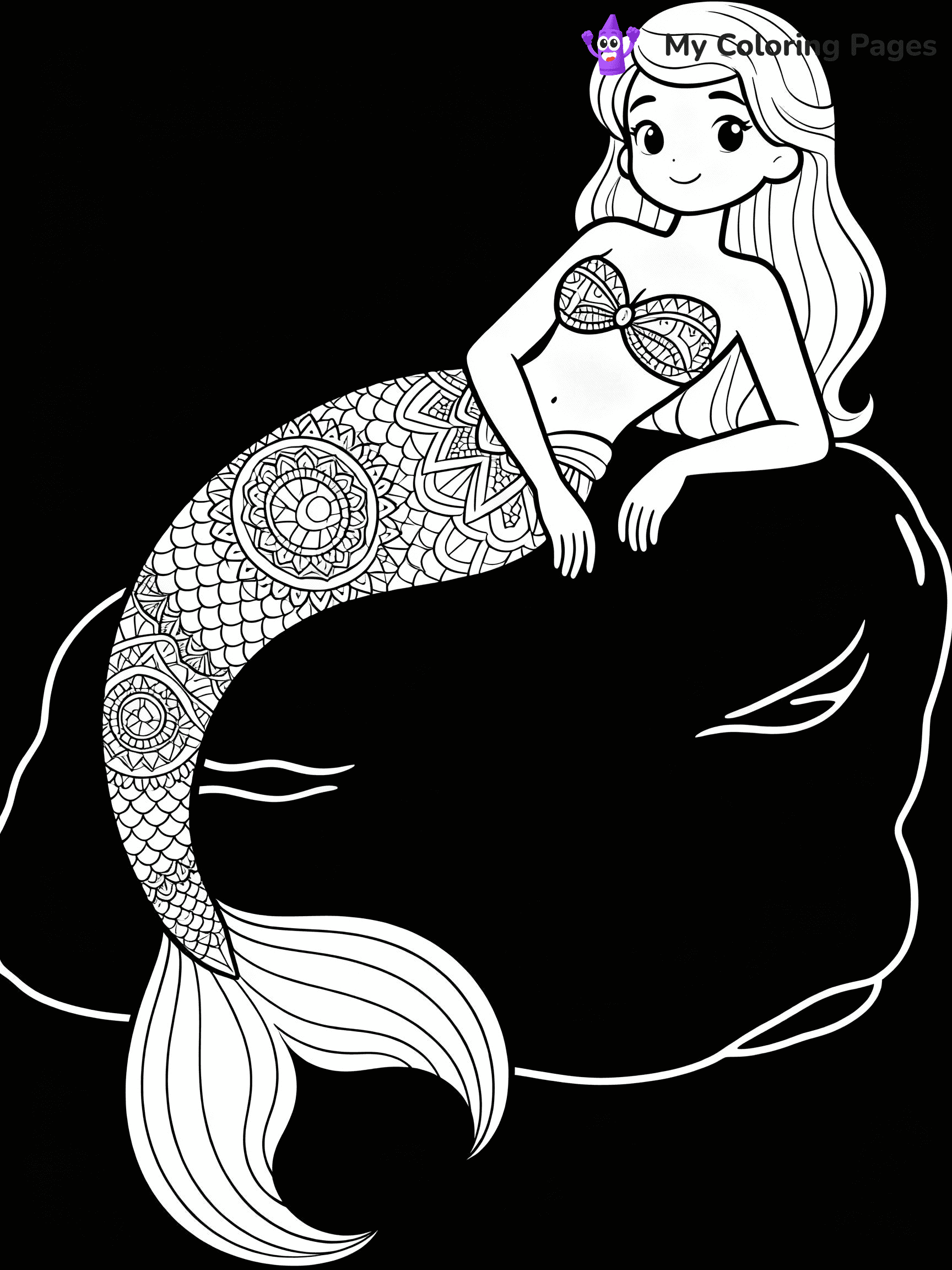⚠️ CRITICAL REQUIREMENT - ABSOLUTE BLACK AND WHITE ONLY ⚠️
This MUST be a BLACK AND WHITE line drawing ONLY. NO COLORS whatsoever.
- ONLY pure black lines (#000000) on pure white background (#FFFFFF)
- ABSOLUTELY NO colors, NO shading, NO gradients, NO grayscale
- If there are ANY colors in the output, the image is REJECTED
- This is a COLORING PAGE - meant to be COLORED IN by children
- The output must be UNCOLORED line art ready for coloring
⚠️ SUBJECT TO DRAW: Intricate mandala-style mermaid lounging on a rock, tail curled elegantly. Important: PURE OUTLINES. NO FILLS, COLOR, SHADING, OR GREYSCALE. WHITE BACKGROUND.
(REMEMBER: Output must be BLACK AND WHITE line art only, NOT colored!)
# Flat, Friendly Cartoon Line-Art Coloring Page
You are generating a **pure black-and-white binary image** of a child-friendly cartoon scene combining characters and background scenery in one cohesive composition.
## Rendering Rules (Strict)
- Only two colors: pure black (#000000) outlines and pure white (#FFFFFF) background.
- No grayscale, shading, gradients, tints, fills, transparency, or partial pixels.
- No antialiasing or blended edges; every pixel is 100% black or white.
- No solid black fills inside shapes — all areas inside outlines must remain white.
- No dark clothing areas or filled tone blocks; all garments outlined only.
- No shadows, textures, lighting, or tonal variations.
- Must look like flat binary vector line-art for coloring pages.
## Drawing & Composition
- **Medium, consistent line weight**; clean closed outlines easy to color inside.
- **Flat, simple, child-friendly design** — no realism or 3D depth.
- Characters are **grounded on a surface**, centered and large.
- **Balanced composition** with clear silhouettes and minimal props.
## Scenery & Style
- Landmarks (e.g., mosque, CN Tower) and scenery (trees, benches, waves) drawn with **black outlines only.**
- For real-world figures, teams, or places, show accurate details using only black outlines—no text or logos. Use distinctive uniform patterns, abstract symbols, and landmark silhouettes to convey identity.
- Keep **consistent perspective**; no floating elements.
- **Style:** whimsical **Doodle Art Alley** — rounded, friendly outlines.
- May adapt shapes from **Crayola, Disney, Peppa Pig, Cocomelon** — *by shape only, never color.*
- Final output: **flat, crisp, binary (#000000/#FFFFFF)**, **no filled color or background text.**
EXTREMELYE IMPORTANT:
- PURE BINARY LINE-ART; NO FILLS (HAIR/CLOTHES/SKIN), SHADING, OR GREY.
- NO SHADING, COLOR. MUST BE WHITE BACKGROUND.
⚠️ FINAL REMINDER: Draw the subject "Intricate mandala-style mermaid lounging on a rock, tail curled elegantly. Important: PURE OUTLINES. NO FILLS, COLOR, SHADING, OR GREYSCALE. WHITE BACKGROUND." as BLACK AND WHITE line art. Zero colors in output.