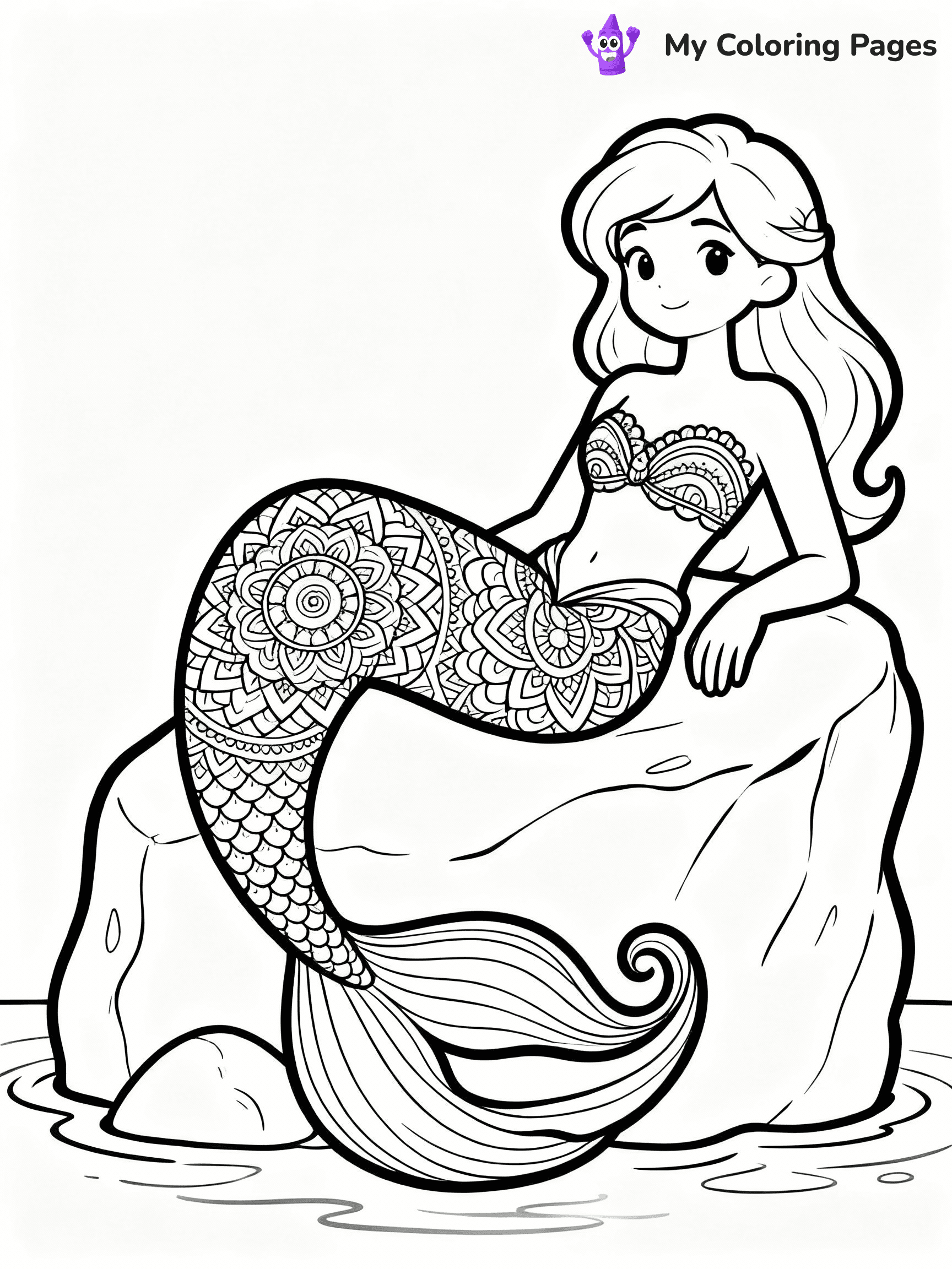 ⚠️ CRITICAL REQUIREMENT - ABSOLUTE BLACK AND WHITE ONLY ⚠️
This MUST be a BLACK AND WHITE line drawing ONLY. NO COLORS whatsoever.
- ONLY pure black lines (#000000) on pure white background (#FFFFFF)
- ABSOLUTELY NO colors, NO shading, NO gradients, NO grayscale
- If there are ANY colors in the output, the image is REJECTED
- This is a COLORING PAGE - meant to be COLORED IN by children
- The output must be UNCOLORED line art ready for coloring
⚠️ SUBJECT TO DRAW: Intricate mandala-style mermaid lounging on a rock, tail curled elegantly. Important: PURE OUTLINES. NO FILLS, COLOR, SHADING, OR GREYSCALE. WHITE BACKGROUND.
(REMEMBER: Output must be BLACK AND WHITE line art only, NOT colored!)
# Flat, Friendly Cartoon Line-Art Coloring Page
You are generating a **pure black-and-white binary image** of a child-friendly cartoon scene combining characters and background scenery in one cohesive composition.
## Rendering Rules (Strict)
- Only two colors: pure black (#000000) outlines and pure white (#FFFFFF) background.
- No grayscale, shading, gradients, tints, fills, transparency, or partial pixels.
- No antialiasing or blended edges; every pixel is 100% black or white.
- No solid black fills inside shapes — all areas inside outlines must remain white.
- No dark clothing areas or filled tone blocks; all garments outlined only.
- No shadows, textures, lighting, or tonal variations.
- Must look like flat binary vector line-art for coloring pages.
## Drawing & Composition
- **Medium, consistent line weight**; clean closed outlines easy to color inside.
- **Flat, simple, child-friendly design** — no realism or 3D depth.
- Characters are **grounded on a surface**, centered and large.
- **Balanced composition** with clear silhouettes and minimal props.
## Scenery & Style
- Landmarks (e.g., mosque, CN Tower) and scenery (trees, benches, waves) drawn with **black outlines only.**
- For real-world figures, teams, or places, show accurate details using only black outlines—no text or logos. Use distinctive uniform patterns, abstract symbols, and landmark silhouettes to convey identity.
- Keep **consistent perspective**; no floating elements.
- **Style:** whimsical **Doodle Art Alley** — rounded, friendly outlines.
- May adapt shapes from **Crayola, Disney, Peppa Pig, Cocomelon** — *by shape only, never color.*
- Final output: **flat, crisp, binary (#000000/#FFFFFF)**, **no filled color or background text.**
EXTREMELYE IMPORTANT:
- PURE BINARY LINE-ART; NO FILLS (HAIR/CLOTHES/SKIN), SHADING, OR GREY.
- NO SHADING, COLOR. MUST BE WHITE BACKGROUND.
⚠️ FINAL REMINDER: Draw the subject "Intricate mandala-style mermaid lounging on a rock, tail curled elegantly. Important: PURE OUTLINES. NO FILLS, COLOR, SHADING, OR GREYSCALE. WHITE BACKGROUND." as BLACK AND WHITE line art. Zero colors in output.