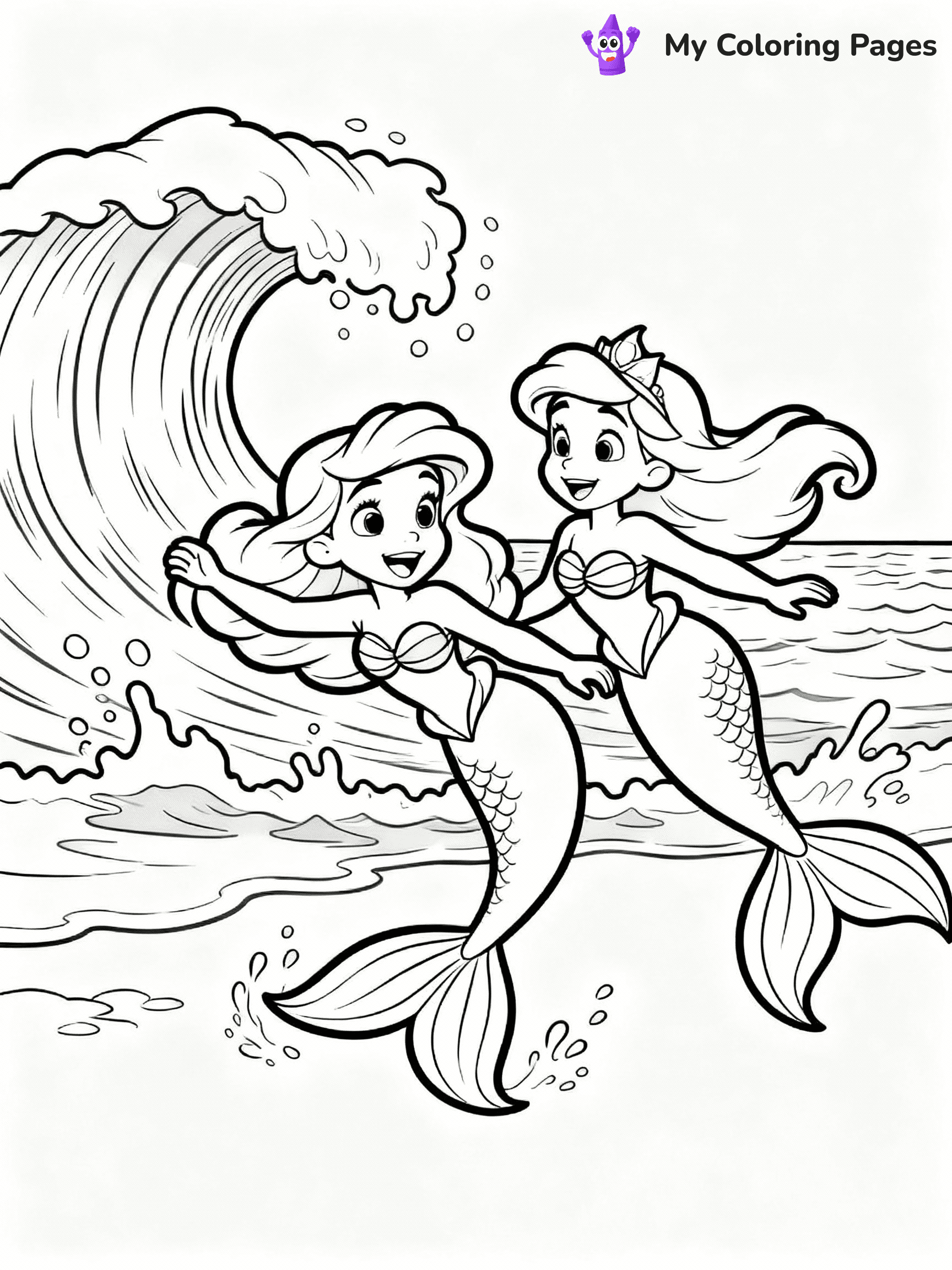 ⚠️ CRITICAL REQUIREMENT - ABSOLUTE BLACK AND WHITE ONLY ⚠️
This MUST be a BLACK AND WHITE line drawing ONLY. NO COLORS whatsoever.
- ONLY pure black lines (#000000) on pure white background (#FFFFFF)
- ABSOLUTELY NO colors, NO shading, NO gradients, NO grayscale
- If there are ANY colors in the output, the image is REJECTED
- This is a COLORING PAGE - meant to be COLORED IN by children
- The output must be UNCOLORED line art ready for coloring
⚠️ SUBJECT TO DRAW: Mermaids from Disney-style swimming together, tails splashing, ocean waves behind. Important: PURE OUTLINES. NO FILLS, COLOR, SHADING, OR GREYSCALE. WHITE BACKGROUND.
(REMEMBER: Output must be BLACK AND WHITE line art only, NOT colored!)
# Flat, Friendly Cartoon Line-Art Coloring Page
You are generating a **pure black-and-white binary image** of a child-friendly cartoon scene combining characters and background scenery in one cohesive composition.
## Rendering Rules (Strict)
- Only two colors: pure black (#000000) outlines and pure white (#FFFFFF) background.
- No grayscale, shading, gradients, tints, fills, transparency, or partial pixels.
- No antialiasing or blended edges; every pixel is 100% black or white.
- No solid black fills inside shapes — all areas inside outlines must remain white.
- No dark clothing areas or filled tone blocks; all garments outlined only.
- No shadows, textures, lighting, or tonal variations.
- Must look like flat binary vector line-art for coloring pages.
## Drawing & Composition
- **Medium, consistent line weight**; clean closed outlines easy to color inside.
- **Flat, simple, child-friendly design** — no realism or 3D depth.
- Characters are **grounded on a surface**, centered and large.
- **Balanced composition** with clear silhouettes and minimal props.
## Scenery & Style
- Landmarks (e.g., mosque, CN Tower) and scenery (trees, benches, waves) drawn with **black outlines only.**
- For real-world figures, teams, or places, show accurate details using only black outlines—no text or logos. Use distinctive uniform patterns, abstract symbols, and landmark silhouettes to convey identity.
- Keep **consistent perspective**; no floating elements.
- **Style:** whimsical **Doodle Art Alley** — rounded, friendly outlines.
- May adapt shapes from **Crayola, Disney, Peppa Pig, Cocomelon** — *by shape only, never color.*
- Final output: **flat, crisp, binary (#000000/#FFFFFF)**, **no filled color or background text.**
EXTREMELYE IMPORTANT:
- PURE BINARY LINE-ART; NO FILLS (HAIR/CLOTHES/SKIN), SHADING, OR GREY.
- NO SHADING, COLOR. MUST BE WHITE BACKGROUND.
⚠️ FINAL REMINDER: Draw the subject "Mermaids from Disney-style swimming together, tails splashing, ocean waves behind. Important: PURE OUTLINES. NO FILLS, COLOR, SHADING, OR GREYSCALE. WHITE BACKGROUND." as BLACK AND WHITE line art. Zero colors in output.