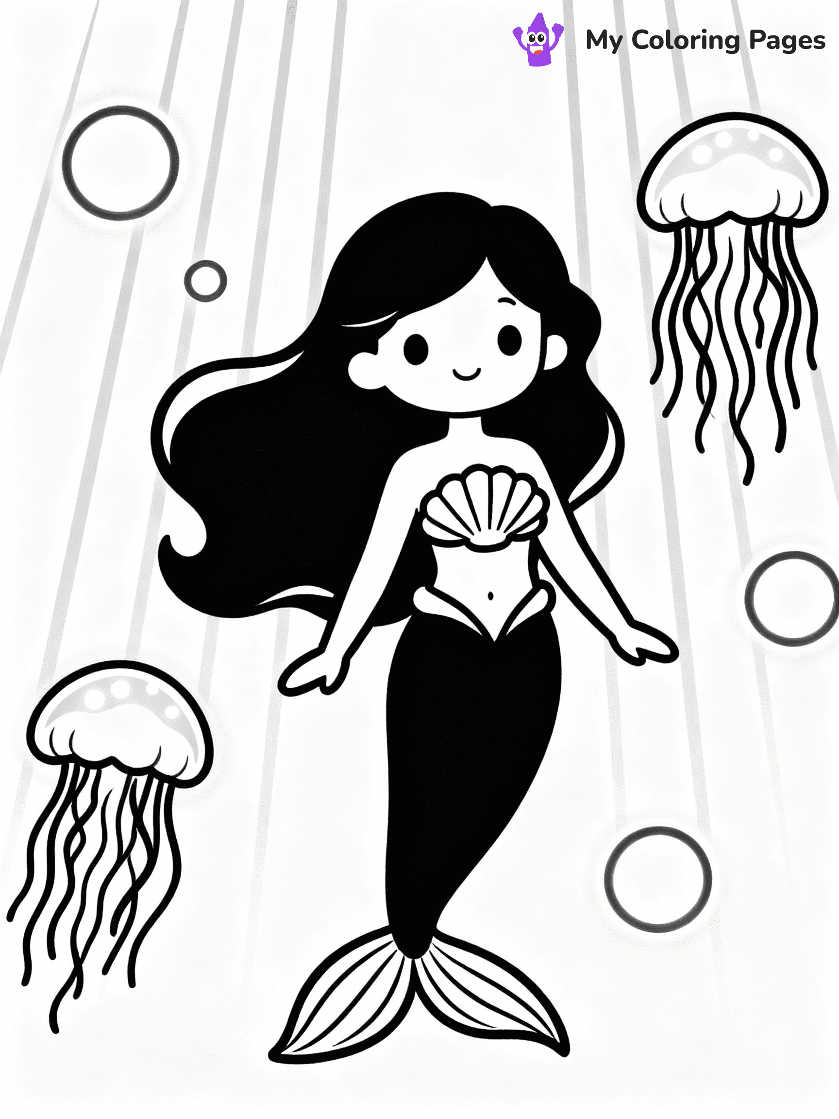 ⚠️ CRITICAL REQUIREMENT - ABSOLUTE BLACK AND WHITE ONLY ⚠️
This MUST be a BLACK AND WHITE line drawing ONLY. NO COLORS whatsoever.
- ONLY pure black lines (#000000) on pure white background (#FFFFFF)
- ABSOLUTELY NO colors, NO shading, NO gradients, NO grayscale
- If there are ANY colors in the output, the image is REJECTED
- This is a COLORING PAGE - meant to be COLORED IN by children
- The output must be UNCOLORED line art ready for coloring
⚠️ SUBJECT TO DRAW: Enchanted mermaid surrounded by glowing jellyfish, underwater light beams shining. Important: PURE OUTLINES. NO FILLS, COLOR, SHADING, OR GREYSCALE. WHITE BACKGROUND."
(REMEMBER: Output must be BLACK AND WHITE line art only, NOT colored!)
# Flat, Friendly Cartoon Line-Art Coloring Page
You are generating a **pure black-and-white binary image** of a child-friendly cartoon scene combining characters and background scenery in one cohesive composition.
## Rendering Rules (Strict)
- Only two colors: pure black (#000000) outlines and pure white (#FFFFFF) background.
- No grayscale, shading, gradients, tints, fills, transparency, or partial pixels.
- No antialiasing or blended edges; every pixel is 100% black or white.
- No solid black fills inside shapes — all areas inside outlines must remain white.
- No dark clothing areas or filled tone blocks; all garments outlined only.
- No shadows, textures, lighting, or tonal variations.
- Must look like flat binary vector line-art for coloring pages.
## Drawing & Composition
- **Medium, consistent line weight**; clean closed outlines easy to color inside.
- **Flat, simple, child-friendly design** — no realism or 3D depth.
- Characters are **grounded on a surface**, centered and large.
- **Balanced composition** with clear silhouettes and minimal props.
## Scenery & Style
- Landmarks (e.g., mosque, CN Tower) and scenery (trees, benches, waves) drawn with **black outlines only.**
- For real-world figures, teams, or places, show accurate details using only black outlines—no text or logos. Use distinctive uniform patterns, abstract symbols, and landmark silhouettes to convey identity.
- Keep **consistent perspective**; no floating elements.
- **Style:** whimsical **Doodle Art Alley** — rounded, friendly outlines.
- May adapt shapes from **Crayola, Disney, Peppa Pig, Cocomelon** — *by shape only, never color.*
- Final output: **flat, crisp, binary (#000000/#FFFFFF)**, **no filled color or background text.**
EXTREMELYE IMPORTANT:
- PURE BINARY LINE-ART; NO FILLS (HAIR/CLOTHES/SKIN), SHADING, OR GREY.
- NO SHADING, COLOR. MUST BE WHITE BACKGROUND.
⚠️ FINAL REMINDER: Draw the subject "Enchanted mermaid surrounded by glowing jellyfish, underwater light beams shining. Important: PURE OUTLINES. NO FILLS, COLOR, SHADING, OR GREYSCALE. WHITE BACKGROUND."" as BLACK AND WHITE line art. Zero colors in output.