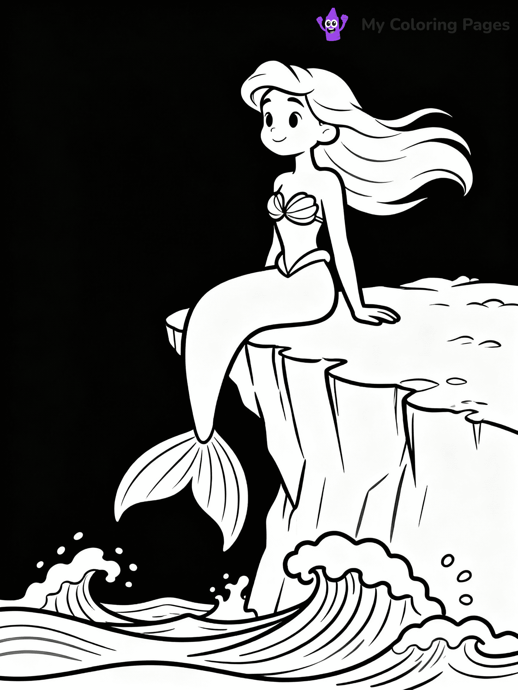 ⚠️ CRITICAL REQUIREMENT - ABSOLUTE BLACK AND WHITE ONLY ⚠️
This MUST be a BLACK AND WHITE line drawing ONLY. NO COLORS whatsoever.
- ONLY pure black lines (#000000) on pure white background (#FFFFFF)
- ABSOLUTELY NO colors, NO shading, NO gradients, NO grayscale
- If there are ANY colors in the output, the image is REJECTED
- This is a COLORING PAGE - meant to be COLORED IN by children
- The output must be UNCOLORED line art ready for coloring
⚠️ SUBJECT TO DRAW: Majestic mermaid sitting on a cliff, ocean waves crashing below, hair blowing. Important: PURE OUTLINES. NO FILLS, COLOR, SHADING, OR GREYSCALE. WHITE BACKGROUND.
(REMEMBER: Output must be BLACK AND WHITE line art only, NOT colored!)
# Flat, Friendly Cartoon Line-Art Coloring Page
You are generating a **pure black-and-white binary image** of a child-friendly cartoon scene combining characters and background scenery in one cohesive composition.
## Rendering Rules (Strict)
- Only two colors: pure black (#000000) outlines and pure white (#FFFFFF) background.
- No grayscale, shading, gradients, tints, fills, transparency, or partial pixels.
- No antialiasing or blended edges; every pixel is 100% black or white.
- No solid black fills inside shapes — all areas inside outlines must remain white.
- No dark clothing areas or filled tone blocks; all garments outlined only.
- No shadows, textures, lighting, or tonal variations.
- Must look like flat binary vector line-art for coloring pages.
## Drawing & Composition
- **Medium, consistent line weight**; clean closed outlines easy to color inside.
- **Flat, simple, child-friendly design** — no realism or 3D depth.
- Characters are **grounded on a surface**, centered and large.
- **Balanced composition** with clear silhouettes and minimal props.
## Scenery & Style
- Landmarks (e.g., mosque, CN Tower) and scenery (trees, benches, waves) drawn with **black outlines only.**
- For real-world figures, teams, or places, show accurate details using only black outlines—no text or logos. Use distinctive uniform patterns, abstract symbols, and landmark silhouettes to convey identity.
- Keep **consistent perspective**; no floating elements.
- **Style:** whimsical **Doodle Art Alley** — rounded, friendly outlines.
- May adapt shapes from **Crayola, Disney, Peppa Pig, Cocomelon** — *by shape only, never color.*
- Final output: **flat, crisp, binary (#000000/#FFFFFF)**, **no filled color or background text.**
EXTREMELYE IMPORTANT:
- PURE BINARY LINE-ART; NO FILLS (HAIR/CLOTHES/SKIN), SHADING, OR GREY.
- NO SHADING, COLOR. MUST BE WHITE BACKGROUND.
⚠️ FINAL REMINDER: Draw the subject "Majestic mermaid sitting on a cliff, ocean waves crashing below, hair blowing. Important: PURE OUTLINES. NO FILLS, COLOR, SHADING, OR GREYSCALE. WHITE BACKGROUND." as BLACK AND WHITE line art. Zero colors in output.