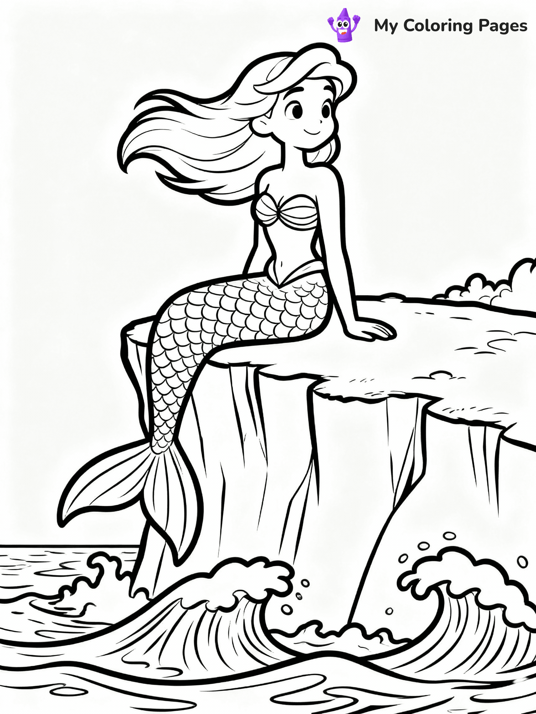 ⚠️ CRITICAL REQUIREMENT - ABSOLUTE BLACK AND WHITE ONLY ⚠️
This MUST be a BLACK AND WHITE line drawing ONLY. NO COLORS whatsoever.
- ONLY pure black lines (#000000) on pure white background (#FFFFFF)
- ABSOLUTELY NO colors, NO shading, NO gradients, NO grayscale
- If there are ANY colors in the output, the image is REJECTED
- This is a COLORING PAGE - meant to be COLORED IN by children
- The output must be UNCOLORED line art ready for coloring
⚠️ SUBJECT TO DRAW: Majestic mermaid sitting on a cliff, ocean waves crashing below, hair blowing. Important: PURE OUTLINES. NO FILLS, COLOR, SHADING, OR GREYSCALE. WHITE BACKGROUND.
(REMEMBER: Output must be BLACK AND WHITE line art only, NOT colored!)
# Flat, Friendly Cartoon Line-Art Coloring Page
You are generating a **pure black-and-white binary image** of a child-friendly cartoon scene combining characters and background scenery in one cohesive composition.
## Rendering Rules (Strict)
- Only two colors: pure black (#000000) outlines and pure white (#FFFFFF) background.
- No grayscale, shading, gradients, tints, fills, transparency, or partial pixels.
- No antialiasing or blended edges; every pixel is 100% black or white.
- No solid black fills inside shapes — all areas inside outlines must remain white.
- No dark clothing areas or filled tone blocks; all garments outlined only.
- No shadows, textures, lighting, or tonal variations.
- Must look like flat binary vector line-art for coloring pages.
## Drawing & Composition
- **Medium, consistent line weight**; clean closed outlines easy to color inside.
- **Flat, simple, child-friendly design** — no realism or 3D depth.
- Characters are **grounded on a surface**, centered and large.
- **Balanced composition** with clear silhouettes and minimal props.
## Scenery & Style
- Landmarks (e.g., mosque, CN Tower) and scenery (trees, benches, waves) drawn with **black outlines only.**
- For real-world figures, teams, or places, show accurate details using only black outlines—no text or logos. Use distinctive uniform patterns, abstract symbols, and landmark silhouettes to convey identity.
- Keep **consistent perspective**; no floating elements.
- **Style:** whimsical **Doodle Art Alley** — rounded, friendly outlines.
- May adapt shapes from **Crayola, Disney, Peppa Pig, Cocomelon** — *by shape only, never color.*
- Final output: **flat, crisp, binary (#000000/#FFFFFF)**, **no filled color or background text.**
EXTREMELYE IMPORTANT:
- PURE BINARY LINE-ART; NO FILLS (HAIR/CLOTHES/SKIN), SHADING, OR GREY.
- NO SHADING, COLOR. MUST BE WHITE BACKGROUND.
⚠️ FINAL REMINDER: Draw the subject "Majestic mermaid sitting on a cliff, ocean waves crashing below, hair blowing. Important: PURE OUTLINES. NO FILLS, COLOR, SHADING, OR GREYSCALE. WHITE BACKGROUND." as BLACK AND WHITE line art. Zero colors in output.