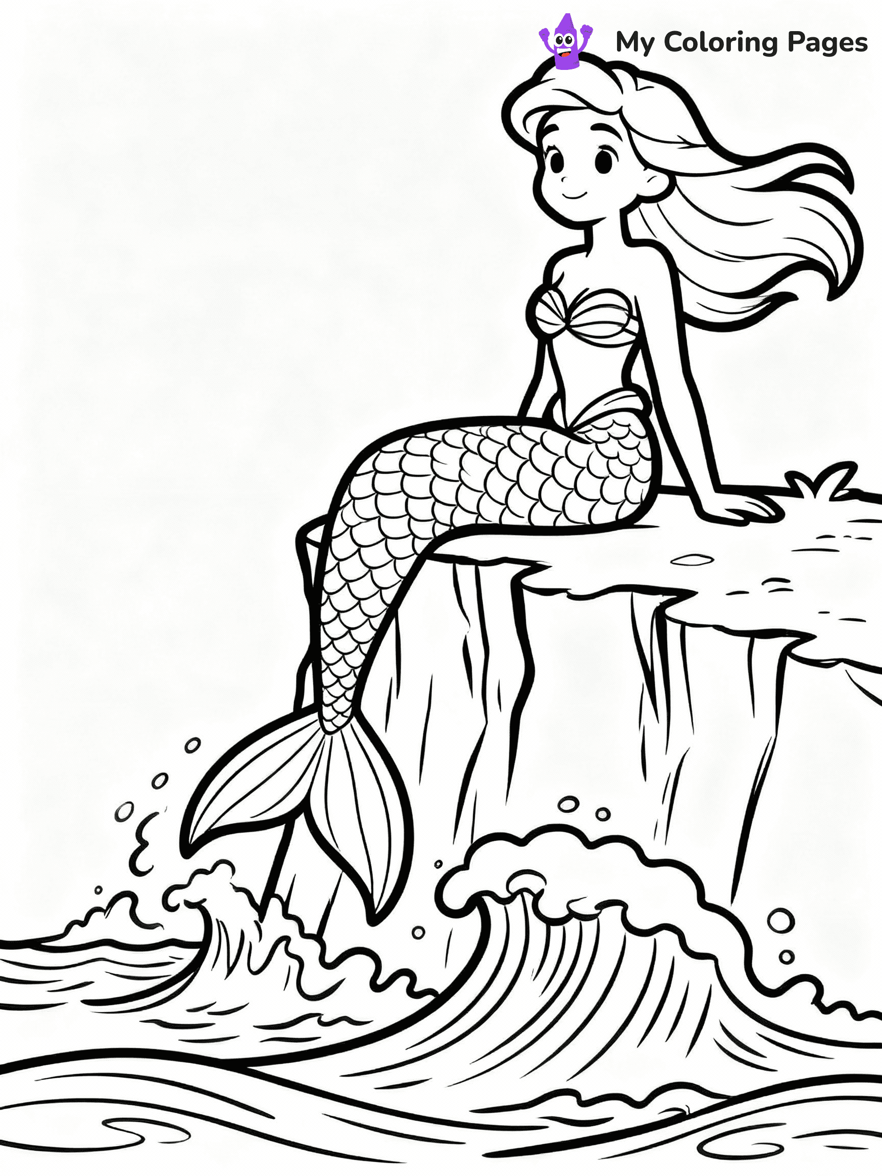 ⚠️ CRITICAL REQUIREMENT - ABSOLUTE BLACK AND WHITE ONLY ⚠️
This MUST be a BLACK AND WHITE line drawing ONLY. NO COLORS whatsoever.
- ONLY pure black lines (#000000) on pure white background (#FFFFFF)
- ABSOLUTELY NO colors, NO shading, NO gradients, NO grayscale
- If there are ANY colors in the output, the image is REJECTED
- This is a COLORING PAGE - meant to be COLORED IN by children
- The output must be UNCOLORED line art ready for coloring
⚠️ SUBJECT TO DRAW: Majestic mermaid sitting on a cliff, ocean waves crashing below, hair blowing. Important: PURE OUTLINES. NO FILLS, COLOR, SHADING, OR GREYSCALE. WHITE BACKGROUND.
(REMEMBER: Output must be BLACK AND WHITE line art only, NOT colored!)
# Flat, Friendly Cartoon Line-Art Coloring Page
You are generating a **pure black-and-white binary image** of a child-friendly cartoon scene combining characters and background scenery in one cohesive composition.
## Rendering Rules (Strict)
- Only two colors: pure black (#000000) outlines and pure white (#FFFFFF) background.
- No grayscale, shading, gradients, tints, fills, transparency, or partial pixels.
- No antialiasing or blended edges; every pixel is 100% black or white.
- No solid black fills inside shapes — all areas inside outlines must remain white.
- No dark clothing areas or filled tone blocks; all garments outlined only.
- No shadows, textures, lighting, or tonal variations.
- Must look like flat binary vector line-art for coloring pages.
## Drawing & Composition
- **Medium, consistent line weight**; clean closed outlines easy to color inside.
- **Flat, simple, child-friendly design** — no realism or 3D depth.
- Characters are **grounded on a surface**, centered and large.
- **Balanced composition** with clear silhouettes and minimal props.
## Scenery & Style
- Landmarks (e.g., mosque, CN Tower) and scenery (trees, benches, waves) drawn with **black outlines only.**
- For real-world figures, teams, or places, show accurate details using only black outlines—no text or logos. Use distinctive uniform patterns, abstract symbols, and landmark silhouettes to convey identity.
- Keep **consistent perspective**; no floating elements.
- **Style:** whimsical **Doodle Art Alley** — rounded, friendly outlines.
- May adapt shapes from **Crayola, Disney, Peppa Pig, Cocomelon** — *by shape only, never color.*
- Final output: **flat, crisp, binary (#000000/#FFFFFF)**, **no filled color or background text.**
EXTREMELYE IMPORTANT:
- PURE BINARY LINE-ART; NO FILLS (HAIR/CLOTHES/SKIN), SHADING, OR GREY.
- NO SHADING, COLOR. MUST BE WHITE BACKGROUND.
⚠️ FINAL REMINDER: Draw the subject "Majestic mermaid sitting on a cliff, ocean waves crashing below, hair blowing. Important: PURE OUTLINES. NO FILLS, COLOR, SHADING, OR GREYSCALE. WHITE BACKGROUND." as BLACK AND WHITE line art. Zero colors in output.