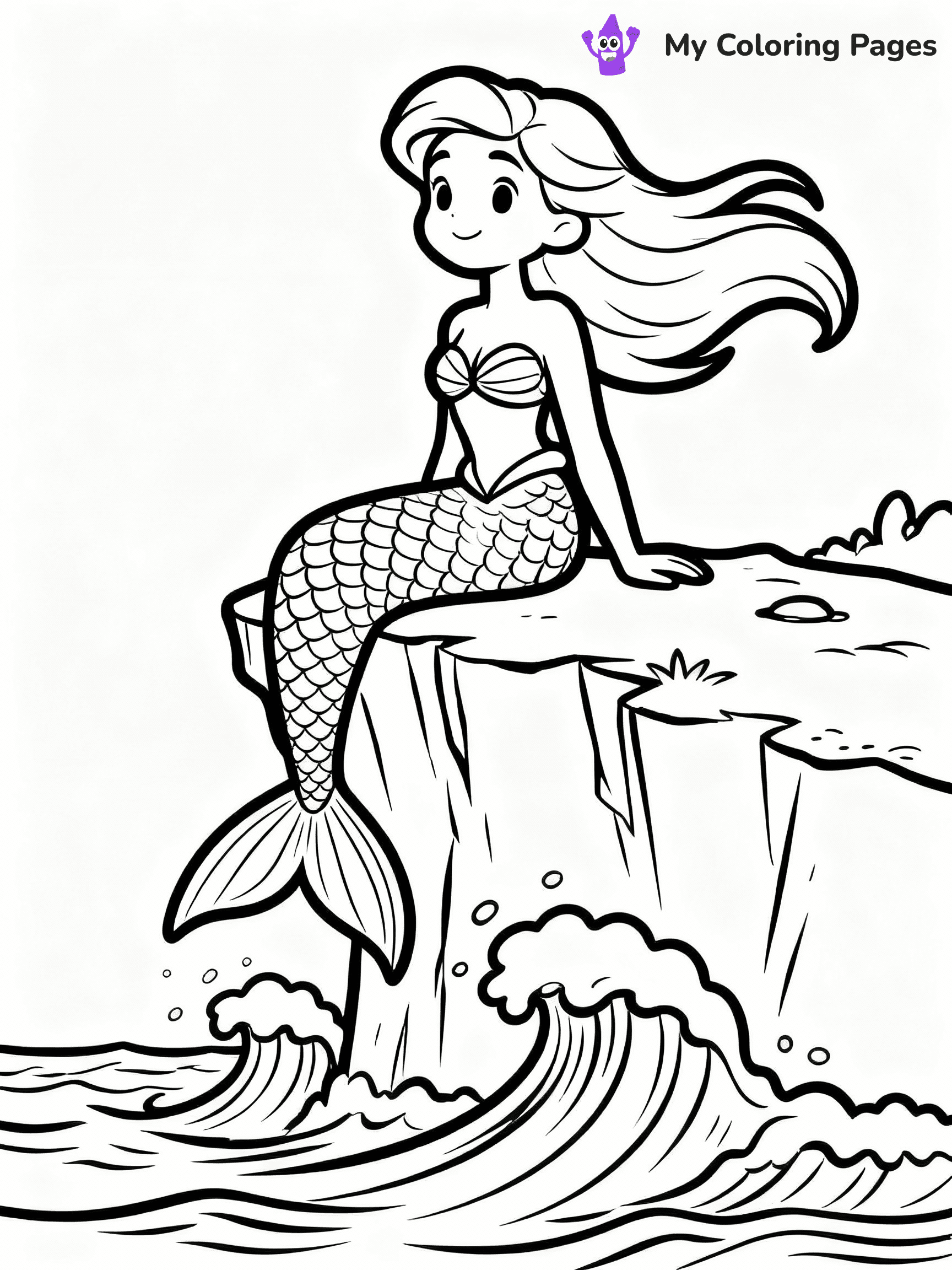 ⚠️ CRITICAL REQUIREMENT - ABSOLUTE BLACK AND WHITE ONLY ⚠️
This MUST be a BLACK AND WHITE line drawing ONLY. NO COLORS whatsoever.
- ONLY pure black lines (#000000) on pure white background (#FFFFFF)
- ABSOLUTELY NO colors, NO shading, NO gradients, NO grayscale
- If there are ANY colors in the output, the image is REJECTED
- This is a COLORING PAGE - meant to be COLORED IN by children
- The output must be UNCOLORED line art ready for coloring
⚠️ SUBJECT TO DRAW: Majestic mermaid sitting on a cliff, ocean waves crashing below, hair blowing. Important: PURE OUTLINES. NO FILLS, COLOR, SHADING, OR GREYSCALE. WHITE BACKGROUND.
(REMEMBER: Output must be BLACK AND WHITE line art only, NOT colored!)
# Flat, Friendly Cartoon Line-Art Coloring Page
You are generating a **pure black-and-white binary image** of a child-friendly cartoon scene combining characters and background scenery in one cohesive composition.
## Rendering Rules (Strict)
- Only two colors: pure black (#000000) outlines and pure white (#FFFFFF) background.
- No grayscale, shading, gradients, tints, fills, transparency, or partial pixels.
- No antialiasing or blended edges; every pixel is 100% black or white.
- No solid black fills inside shapes — all areas inside outlines must remain white.
- No dark clothing areas or filled tone blocks; all garments outlined only.
- No shadows, textures, lighting, or tonal variations.
- Must look like flat binary vector line-art for coloring pages.
## Drawing & Composition
- **Medium, consistent line weight**; clean closed outlines easy to color inside.
- **Flat, simple, child-friendly design** — no realism or 3D depth.
- Characters are **grounded on a surface**, centered and large.
- **Balanced composition** with clear silhouettes and minimal props.
## Scenery & Style
- Landmarks (e.g., mosque, CN Tower) and scenery (trees, benches, waves) drawn with **black outlines only.**
- For real-world figures, teams, or places, show accurate details using only black outlines—no text or logos. Use distinctive uniform patterns, abstract symbols, and landmark silhouettes to convey identity.
- Keep **consistent perspective**; no floating elements.
- **Style:** whimsical **Doodle Art Alley** — rounded, friendly outlines.
- May adapt shapes from **Crayola, Disney, Peppa Pig, Cocomelon** — *by shape only, never color.*
- Final output: **flat, crisp, binary (#000000/#FFFFFF)**, **no filled color or background text.**
EXTREMELYE IMPORTANT:
- PURE BINARY LINE-ART; NO FILLS (HAIR/CLOTHES/SKIN), SHADING, OR GREY.
- NO SHADING, COLOR. MUST BE WHITE BACKGROUND.
⚠️ FINAL REMINDER: Draw the subject "Majestic mermaid sitting on a cliff, ocean waves crashing below, hair blowing. Important: PURE OUTLINES. NO FILLS, COLOR, SHADING, OR GREYSCALE. WHITE BACKGROUND." as BLACK AND WHITE line art. Zero colors in output.