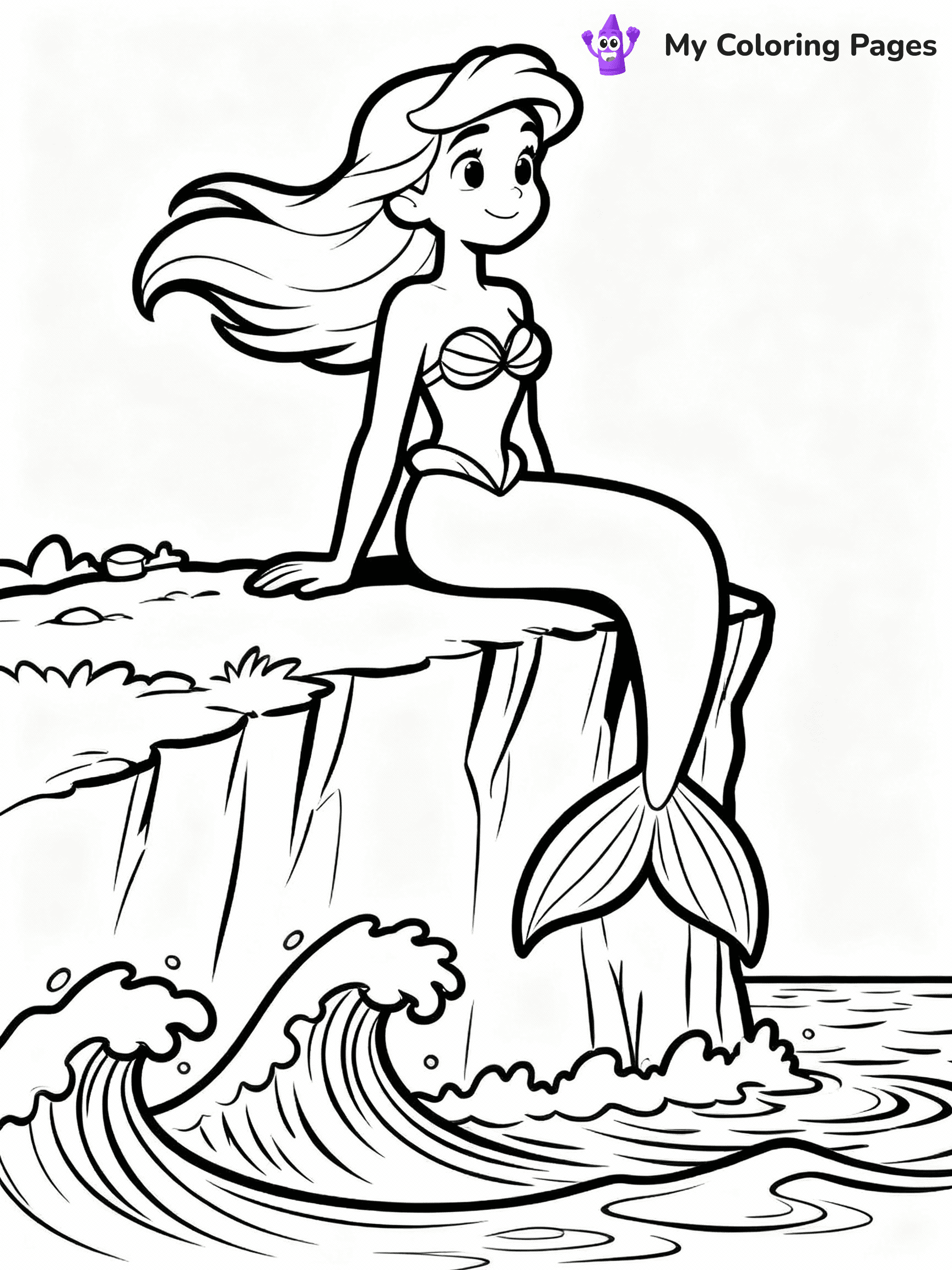 ⚠️ CRITICAL REQUIREMENT - ABSOLUTE BLACK AND WHITE ONLY ⚠️
This MUST be a BLACK AND WHITE line drawing ONLY. NO COLORS whatsoever.
- ONLY pure black lines (#000000) on pure white background (#FFFFFF)
- ABSOLUTELY NO colors, NO shading, NO gradients, NO grayscale
- If there are ANY colors in the output, the image is REJECTED
- This is a COLORING PAGE - meant to be COLORED IN by children
- The output must be UNCOLORED line art ready for coloring
⚠️ SUBJECT TO DRAW: Majestic mermaid sitting on a cliff, ocean waves crashing below, hair blowing. Important: PURE OUTLINES. NO FILLS, COLOR, SHADING, OR GREYSCALE. WHITE BACKGROUND.
(REMEMBER: Output must be BLACK AND WHITE line art only, NOT colored!)
# Flat, Friendly Cartoon Line-Art Coloring Page
You are generating a **pure black-and-white binary image** of a child-friendly cartoon scene combining characters and background scenery in one cohesive composition.
## Rendering Rules (Strict)
- Only two colors: pure black (#000000) outlines and pure white (#FFFFFF) background.
- No grayscale, shading, gradients, tints, fills, transparency, or partial pixels.
- No antialiasing or blended edges; every pixel is 100% black or white.
- No solid black fills inside shapes — all areas inside outlines must remain white.
- No dark clothing areas or filled tone blocks; all garments outlined only.
- No shadows, textures, lighting, or tonal variations.
- Must look like flat binary vector line-art for coloring pages.
## Drawing & Composition
- **Medium, consistent line weight**; clean closed outlines easy to color inside.
- **Flat, simple, child-friendly design** — no realism or 3D depth.
- Characters are **grounded on a surface**, centered and large.
- **Balanced composition** with clear silhouettes and minimal props.
## Scenery & Style
- Landmarks (e.g., mosque, CN Tower) and scenery (trees, benches, waves) drawn with **black outlines only.**
- For real-world figures, teams, or places, show accurate details using only black outlines—no text or logos. Use distinctive uniform patterns, abstract symbols, and landmark silhouettes to convey identity.
- Keep **consistent perspective**; no floating elements.
- **Style:** whimsical **Doodle Art Alley** — rounded, friendly outlines.
- May adapt shapes from **Crayola, Disney, Peppa Pig, Cocomelon** — *by shape only, never color.*
- Final output: **flat, crisp, binary (#000000/#FFFFFF)**, **no filled color or background text.**
EXTREMELYE IMPORTANT:
- PURE BINARY LINE-ART; NO FILLS (HAIR/CLOTHES/SKIN), SHADING, OR GREY.
- NO SHADING, COLOR. MUST BE WHITE BACKGROUND.
⚠️ FINAL REMINDER: Draw the subject "Majestic mermaid sitting on a cliff, ocean waves crashing below, hair blowing. Important: PURE OUTLINES. NO FILLS, COLOR, SHADING, OR GREYSCALE. WHITE BACKGROUND." as BLACK AND WHITE line art. Zero colors in output.