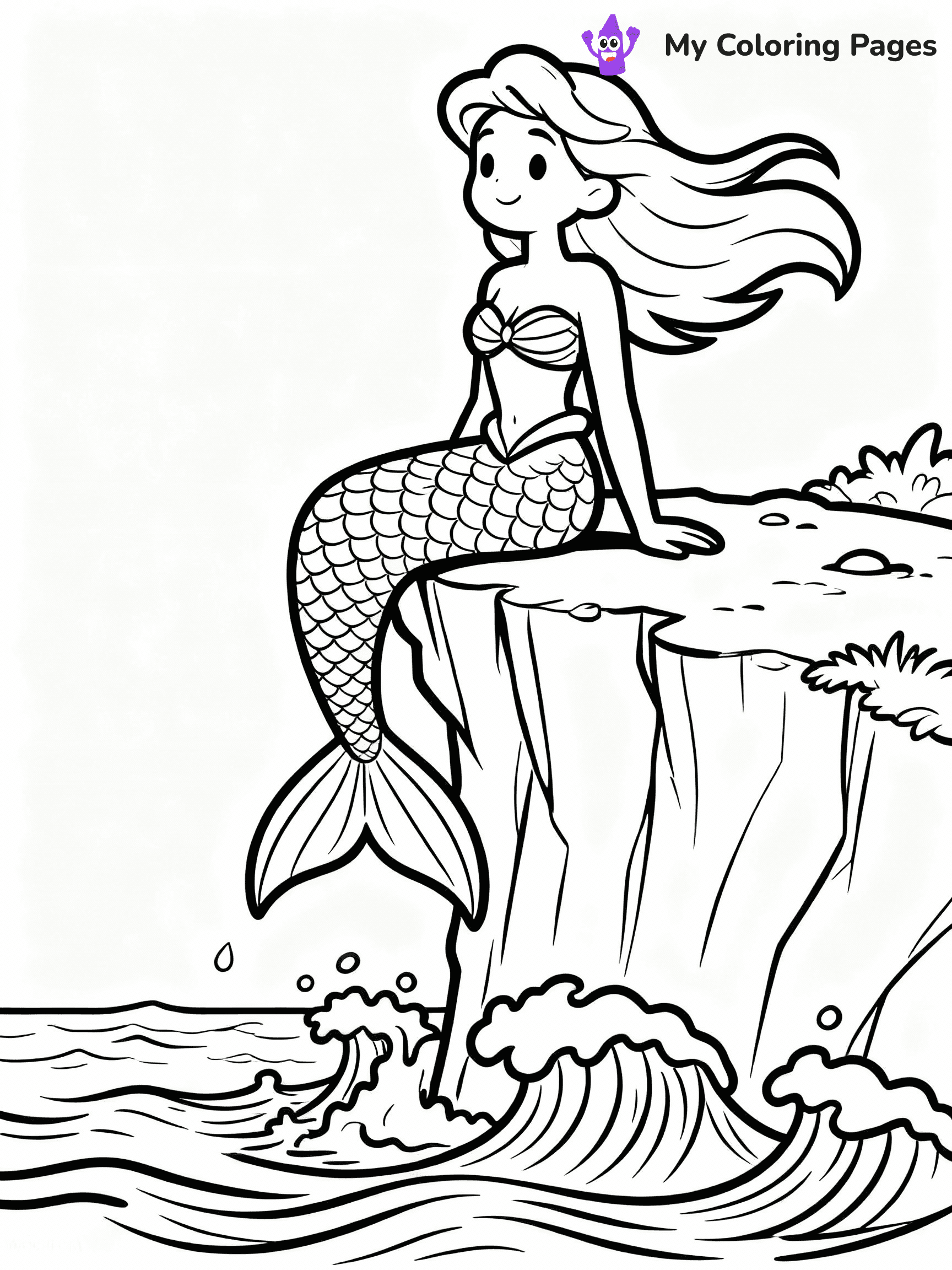 ⚠️ CRITICAL REQUIREMENT - ABSOLUTE BLACK AND WHITE ONLY ⚠️
This MUST be a BLACK AND WHITE line drawing ONLY. NO COLORS whatsoever.
- ONLY pure black lines (#000000) on pure white background (#FFFFFF)
- ABSOLUTELY NO colors, NO shading, NO gradients, NO grayscale
- If there are ANY colors in the output, the image is REJECTED
- This is a COLORING PAGE - meant to be COLORED IN by children
- The output must be UNCOLORED line art ready for coloring
⚠️ SUBJECT TO DRAW: Majestic mermaid sitting on a cliff, ocean waves crashing below, hair blowing. Important: PURE OUTLINES. NO FILLS, COLOR, SHADING, OR GREYSCALE. WHITE BACKGROUND.
(REMEMBER: Output must be BLACK AND WHITE line art only, NOT colored!)
# Flat, Friendly Cartoon Line-Art Coloring Page
You are generating a **pure black-and-white binary image** of a child-friendly cartoon scene combining characters and background scenery in one cohesive composition.
## Rendering Rules (Strict)
- Only two colors: pure black (#000000) outlines and pure white (#FFFFFF) background.
- No grayscale, shading, gradients, tints, fills, transparency, or partial pixels.
- No antialiasing or blended edges; every pixel is 100% black or white.
- No solid black fills inside shapes — all areas inside outlines must remain white.
- No dark clothing areas or filled tone blocks; all garments outlined only.
- No shadows, textures, lighting, or tonal variations.
- Must look like flat binary vector line-art for coloring pages.
## Drawing & Composition
- **Medium, consistent line weight**; clean closed outlines easy to color inside.
- **Flat, simple, child-friendly design** — no realism or 3D depth.
- Characters are **grounded on a surface**, centered and large.
- **Balanced composition** with clear silhouettes and minimal props.
## Scenery & Style
- Landmarks (e.g., mosque, CN Tower) and scenery (trees, benches, waves) drawn with **black outlines only.**
- For real-world figures, teams, or places, show accurate details using only black outlines—no text or logos. Use distinctive uniform patterns, abstract symbols, and landmark silhouettes to convey identity.
- Keep **consistent perspective**; no floating elements.
- **Style:** whimsical **Doodle Art Alley** — rounded, friendly outlines.
- May adapt shapes from **Crayola, Disney, Peppa Pig, Cocomelon** — *by shape only, never color.*
- Final output: **flat, crisp, binary (#000000/#FFFFFF)**, **no filled color or background text.**
EXTREMELYE IMPORTANT:
- PURE BINARY LINE-ART; NO FILLS (HAIR/CLOTHES/SKIN), SHADING, OR GREY.
- NO SHADING, COLOR. MUST BE WHITE BACKGROUND.
⚠️ FINAL REMINDER: Draw the subject "Majestic mermaid sitting on a cliff, ocean waves crashing below, hair blowing. Important: PURE OUTLINES. NO FILLS, COLOR, SHADING, OR GREYSCALE. WHITE BACKGROUND." as BLACK AND WHITE line art. Zero colors in output.