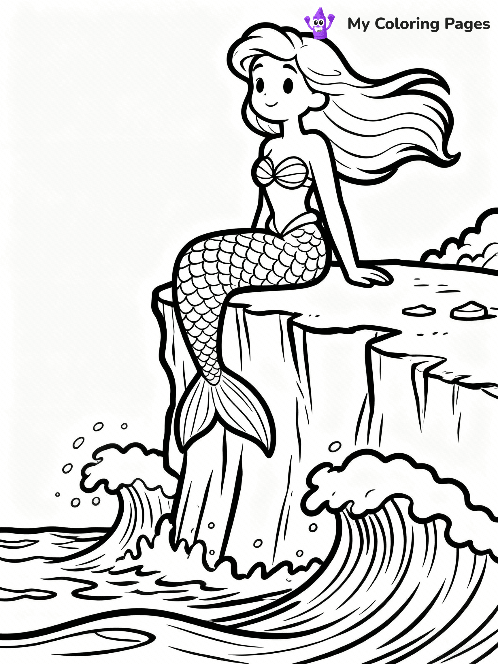 ⚠️ CRITICAL REQUIREMENT - ABSOLUTE BLACK AND WHITE ONLY ⚠️
This MUST be a BLACK AND WHITE line drawing ONLY. NO COLORS whatsoever.
- ONLY pure black lines (#000000) on pure white background (#FFFFFF)
- ABSOLUTELY NO colors, NO shading, NO gradients, NO grayscale
- If there are ANY colors in the output, the image is REJECTED
- This is a COLORING PAGE - meant to be COLORED IN by children
- The output must be UNCOLORED line art ready for coloring
⚠️ SUBJECT TO DRAW: Majestic mermaid sitting on a cliff, ocean waves crashing below, hair blowing. Important: PURE OUTLINES. NO FILLS, COLOR, SHADING, OR GREYSCALE. WHITE BACKGROUND.
(REMEMBER: Output must be BLACK AND WHITE line art only, NOT colored!)
# Flat, Friendly Cartoon Line-Art Coloring Page
You are generating a **pure black-and-white binary image** of a child-friendly cartoon scene combining characters and background scenery in one cohesive composition.
## Rendering Rules (Strict)
- Only two colors: pure black (#000000) outlines and pure white (#FFFFFF) background.
- No grayscale, shading, gradients, tints, fills, transparency, or partial pixels.
- No antialiasing or blended edges; every pixel is 100% black or white.
- No solid black fills inside shapes — all areas inside outlines must remain white.
- No dark clothing areas or filled tone blocks; all garments outlined only.
- No shadows, textures, lighting, or tonal variations.
- Must look like flat binary vector line-art for coloring pages.
## Drawing & Composition
- **Medium, consistent line weight**; clean closed outlines easy to color inside.
- **Flat, simple, child-friendly design** — no realism or 3D depth.
- Characters are **grounded on a surface**, centered and large.
- **Balanced composition** with clear silhouettes and minimal props.
## Scenery & Style
- Landmarks (e.g., mosque, CN Tower) and scenery (trees, benches, waves) drawn with **black outlines only.**
- For real-world figures, teams, or places, show accurate details using only black outlines—no text or logos. Use distinctive uniform patterns, abstract symbols, and landmark silhouettes to convey identity.
- Keep **consistent perspective**; no floating elements.
- **Style:** whimsical **Doodle Art Alley** — rounded, friendly outlines.
- May adapt shapes from **Crayola, Disney, Peppa Pig, Cocomelon** — *by shape only, never color.*
- Final output: **flat, crisp, binary (#000000/#FFFFFF)**, **no filled color or background text.**
EXTREMELYE IMPORTANT:
- PURE BINARY LINE-ART; NO FILLS (HAIR/CLOTHES/SKIN), SHADING, OR GREY.
- NO SHADING, COLOR. MUST BE WHITE BACKGROUND.
⚠️ FINAL REMINDER: Draw the subject "Majestic mermaid sitting on a cliff, ocean waves crashing below, hair blowing. Important: PURE OUTLINES. NO FILLS, COLOR, SHADING, OR GREYSCALE. WHITE BACKGROUND." as BLACK AND WHITE line art. Zero colors in output.