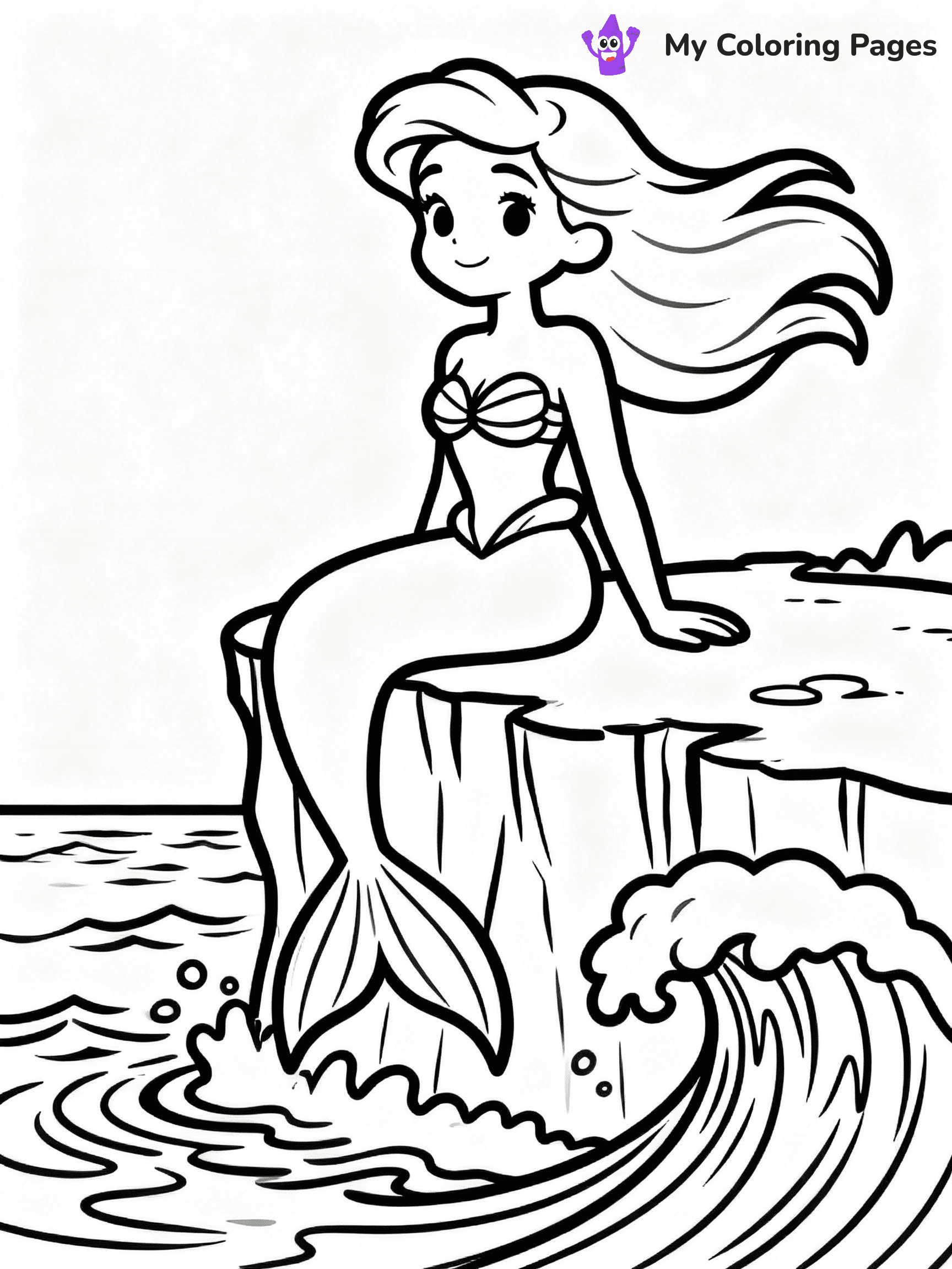 ⚠️ CRITICAL REQUIREMENT - ABSOLUTE BLACK AND WHITE ONLY ⚠️
This MUST be a BLACK AND WHITE line drawing ONLY. NO COLORS whatsoever.
- ONLY pure black lines (#000000) on pure white background (#FFFFFF)
- ABSOLUTELY NO colors, NO shading, NO gradients, NO grayscale
- If there are ANY colors in the output, the image is REJECTED
- This is a COLORING PAGE - meant to be COLORED IN by children
- The output must be UNCOLORED line art ready for coloring
⚠️ SUBJECT TO DRAW: Majestic mermaid sitting on a cliff, ocean waves crashing below, hair blowing. Important: PURE OUTLINES. NO FILLS, COLOR, SHADING, OR GREYSCALE. WHITE BACKGROUND.
(REMEMBER: Output must be BLACK AND WHITE line art only, NOT colored!)
# Flat, Friendly Cartoon Line-Art Coloring Page
You are generating a **pure black-and-white binary image** of a child-friendly cartoon scene combining characters and background scenery in one cohesive composition.
## Rendering Rules (Strict)
- Only two colors: pure black (#000000) outlines and pure white (#FFFFFF) background.
- No grayscale, shading, gradients, tints, fills, transparency, or partial pixels.
- No antialiasing or blended edges; every pixel is 100% black or white.
- No solid black fills inside shapes — all areas inside outlines must remain white.
- No dark clothing areas or filled tone blocks; all garments outlined only.
- No shadows, textures, lighting, or tonal variations.
- Must look like flat binary vector line-art for coloring pages.
## Drawing & Composition
- **Medium, consistent line weight**; clean closed outlines easy to color inside.
- **Flat, simple, child-friendly design** — no realism or 3D depth.
- Characters are **grounded on a surface**, centered and large.
- **Balanced composition** with clear silhouettes and minimal props.
## Scenery & Style
- Landmarks (e.g., mosque, CN Tower) and scenery (trees, benches, waves) drawn with **black outlines only.**
- For real-world figures, teams, or places, show accurate details using only black outlines—no text or logos. Use distinctive uniform patterns, abstract symbols, and landmark silhouettes to convey identity.
- Keep **consistent perspective**; no floating elements.
- **Style:** whimsical **Doodle Art Alley** — rounded, friendly outlines.
- May adapt shapes from **Crayola, Disney, Peppa Pig, Cocomelon** — *by shape only, never color.*
- Final output: **flat, crisp, binary (#000000/#FFFFFF)**, **no filled color or background text.**
EXTREMELYE IMPORTANT:
- PURE BINARY LINE-ART; NO FILLS (HAIR/CLOTHES/SKIN), SHADING, OR GREY.
- NO SHADING, COLOR. MUST BE WHITE BACKGROUND.
⚠️ FINAL REMINDER: Draw the subject "Majestic mermaid sitting on a cliff, ocean waves crashing below, hair blowing. Important: PURE OUTLINES. NO FILLS, COLOR, SHADING, OR GREYSCALE. WHITE BACKGROUND." as BLACK AND WHITE line art. Zero colors in output.