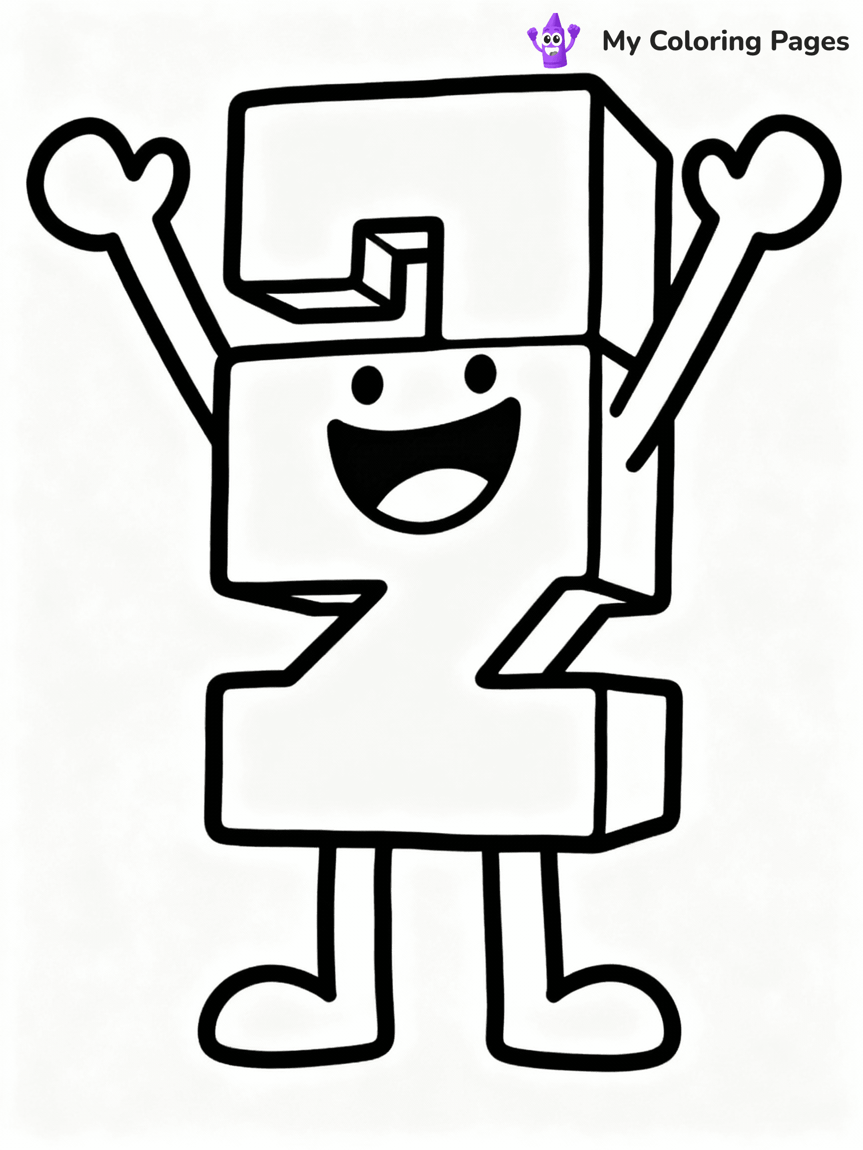 ⚠️ CRITICAL REQUIREMENT - ABSOLUTE BLACK AND WHITE ONLY ⚠️
This MUST be a BLACK AND WHITE line drawing ONLY. NO COLORS whatsoever.
- ONLY pure black lines (#000000) on pure white background (#FFFFFF)
- ABSOLUTELY NO colors, NO shading, NO gradients, NO grayscale
- If there are ANY colors in the output, the image is REJECTED
- This is a COLORING PAGE - meant to be COLORED IN by children
- The output must be UNCOLORED line art ready for coloring
⚠️ SUBJECT TO DRAW: One from Numberblocks in Numberblocks animation style, stacking blocks, big smile, arms raised high
(REMEMBER: Output must be BLACK AND WHITE line art only, NOT colored!)
# COLORING PAGE: BLACK OUTLINES ONLY - WHITE BACKGROUND MANDATORY
Create a **coloring book page** using EXACTLY two values: black lines, white space.
## NON-NEGOTIABLE BINARY RULES
- **ONLY #000000 (black) and #FFFFFF (white)** - NO other values exist
- **EVERY PIXEL = BLACK OR WHITE** - no gray/shading/antialiasing
- **WHITE BACKGROUND MANDATORY** - entire canvas stays white
- **ALL SHAPES HOLLOW** - everything is empty outlines waiting to be colored
- **FORBIDDEN:** fills, shading, gradients, patterns, textures, colors
- **NO SOLID REGIONS** - if it's not a thin line, it's wrong
## Universal Line Standards
- Black outlines ONLY - thin, uniform weight
- Every shape completely empty inside
- Closed contours suitable for coloring
- Simple flat illustration - zero depth/3D/realism
- **Style:** Whimsical Doodle Art Alley - rounded, friendly outlines (unless specified)
## Everything = Outline Only
- Characters/animals: hollow shapes
- Objects/clothing: empty contours
- Backgrounds/scenery: line work only
- Natural elements: outlined forms
- Dark/night areas: don't exist (use outlined symbols)
- Textures/patterns: convert to simple lines
## The Test
Can a child color EVERY white space with crayons? If any area is pre-filled/shaded/gray or colored in, it FAILS. Every shape must be waiting to receive color.
**FINAL OUTPUT**: Binary coloring page. Black lines define shapes. White spaces ready for coloring. Nothing else exists. No exceptions. Print-ready.
⚠️ FINAL REMINDER: Draw the subject "One from Numberblocks in Numberblocks animation style, stacking blocks, big smile, arms raised high" as BLACK AND WHITE line art. Zero colors in output.