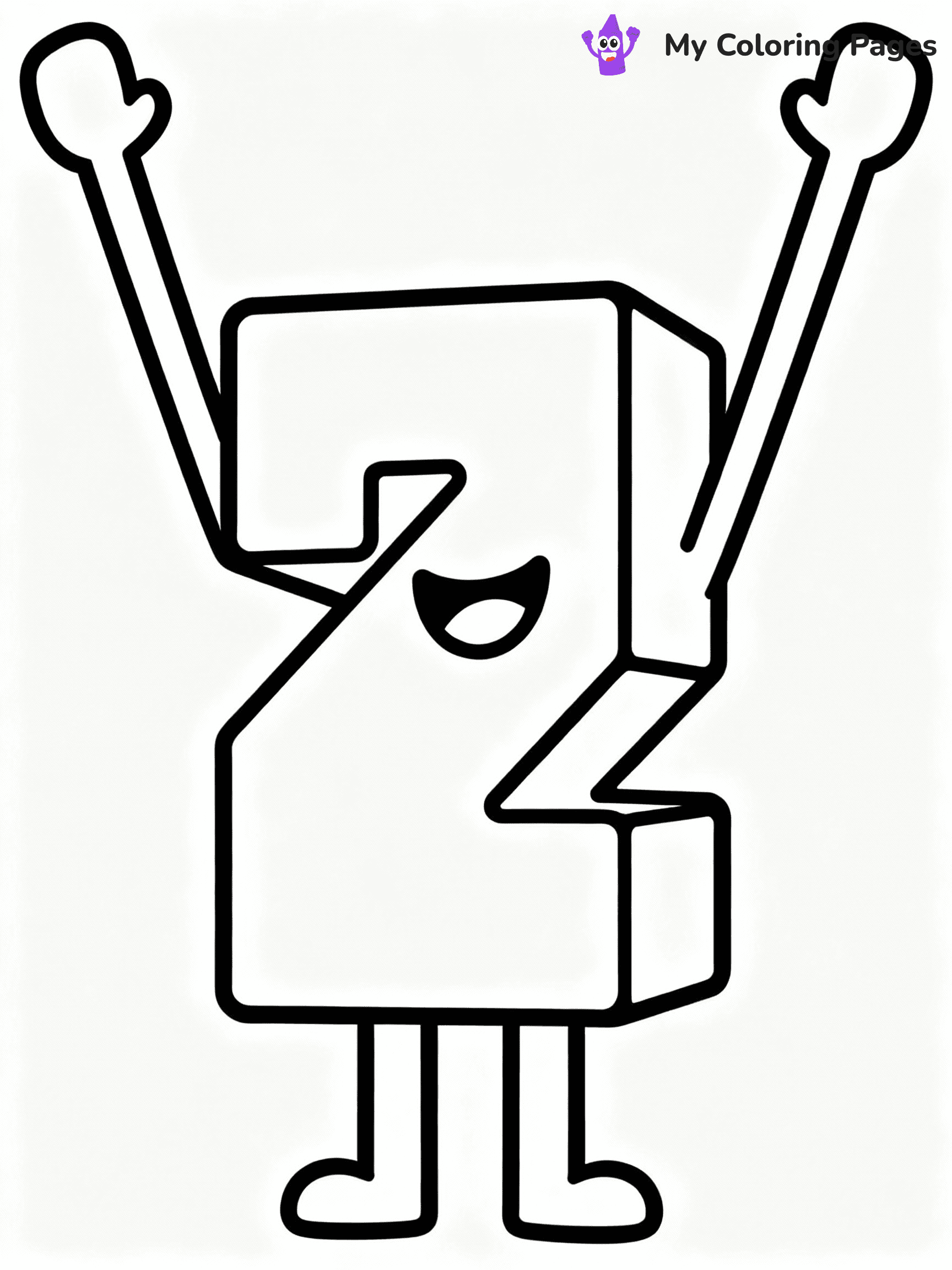 ⚠️ CRITICAL REQUIREMENT - ABSOLUTE BLACK AND WHITE ONLY ⚠️
This MUST be a BLACK AND WHITE line drawing ONLY. NO COLORS whatsoever.
- ONLY pure black lines (#000000) on pure white background (#FFFFFF)
- ABSOLUTELY NO colors, NO shading, NO gradients, NO grayscale
- If there are ANY colors in the output, the image is REJECTED
- This is a COLORING PAGE - meant to be COLORED IN by children
- The output must be UNCOLORED line art ready for coloring
⚠️ SUBJECT TO DRAW: One from Numberblocks in Numberblocks animation style, stacking blocks, big smile, arms raised high
(REMEMBER: Output must be BLACK AND WHITE line art only, NOT colored!)
# COLORING PAGE: BLACK OUTLINES ONLY - WHITE BACKGROUND MANDATORY
Create a **coloring book page** using EXACTLY two values: black lines, white space.
## NON-NEGOTIABLE BINARY RULES
- **ONLY #000000 (black) and #FFFFFF (white)** - NO other values exist
- **EVERY PIXEL = BLACK OR WHITE** - no gray/shading/antialiasing
- **WHITE BACKGROUND MANDATORY** - entire canvas stays white
- **ALL SHAPES HOLLOW** - everything is empty outlines waiting to be colored
- **FORBIDDEN:** fills, shading, gradients, patterns, textures, colors
- **NO SOLID REGIONS** - if it's not a thin line, it's wrong
## Universal Line Standards
- Black outlines ONLY - thin, uniform weight
- Every shape completely empty inside
- Closed contours suitable for coloring
- Simple flat illustration - zero depth/3D/realism
- **Style:** Whimsical Doodle Art Alley - rounded, friendly outlines (unless specified)
## Everything = Outline Only
- Characters/animals: hollow shapes
- Objects/clothing: empty contours
- Backgrounds/scenery: line work only
- Natural elements: outlined forms
- Dark/night areas: don't exist (use outlined symbols)
- Textures/patterns: convert to simple lines
## The Test
Can a child color EVERY white space with crayons? If any area is pre-filled/shaded/gray or colored in, it FAILS. Every shape must be waiting to receive color.
**FINAL OUTPUT**: Binary coloring page. Black lines define shapes. White spaces ready for coloring. Nothing else exists. No exceptions. Print-ready.
⚠️ FINAL REMINDER: Draw the subject "One from Numberblocks in Numberblocks animation style, stacking blocks, big smile, arms raised high" as BLACK AND WHITE line art. Zero colors in output.
