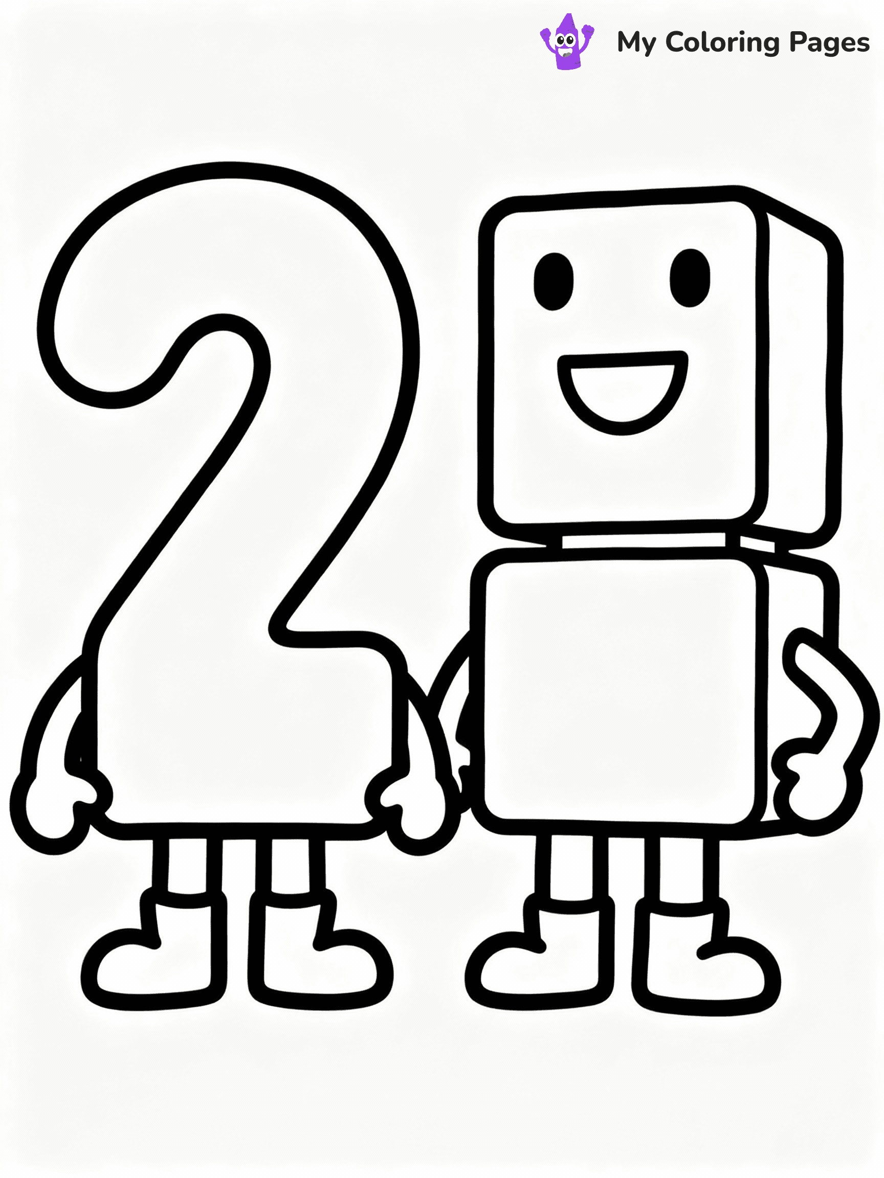 ⚠️ CRITICAL REQUIREMENT - ABSOLUTE BLACK AND WHITE ONLY ⚠️
This MUST be a BLACK AND WHITE line drawing ONLY. NO COLORS whatsoever.
- ONLY pure black lines (#000000) on pure white background (#FFFFFF)
- ABSOLUTELY NO colors, NO shading, NO gradients, NO grayscale
- If there are ANY colors in the output, the image is REJECTED
- This is a COLORING PAGE - meant to be COLORED IN by children
- The output must be UNCOLORED line art ready for coloring
⚠️ SUBJECT TO DRAW: Two from Numberblocks in Numberblocks animation style
(REMEMBER: Output must be BLACK AND WHITE line art only, NOT colored!)
# COLORING PAGE: BLACK OUTLINES ONLY - WHITE BACKGROUND MANDATORY
Create a **coloring book page** using EXACTLY two values: black lines, white space.
## NON-NEGOTIABLE BINARY RULES
- **ONLY #000000 (black) and #FFFFFF (white)** - NO other values exist
- **EVERY PIXEL = BLACK OR WHITE** - no gray/shading/antialiasing
- **WHITE BACKGROUND MANDATORY** - entire canvas stays white
- **ALL SHAPES HOLLOW** - everything is empty outlines waiting to be colored
- **FORBIDDEN:** fills, shading, gradients, patterns, textures, colors
- **NO SOLID REGIONS** - if it's not a thin line, it's wrong
## Universal Line Standards
- Black outlines ONLY - thin, uniform weight
- Every shape completely empty inside
- Closed contours suitable for coloring
- Simple flat illustration - zero depth/3D/realism
- **Style:** Whimsical Doodle Art Alley - rounded, friendly outlines (unless specified)
## Everything = Outline Only
- Characters/animals: hollow shapes
- Objects/clothing: empty contours
- Backgrounds/scenery: line work only
- Natural elements: outlined forms
- Dark/night areas: don't exist (use outlined symbols)
- Textures/patterns: convert to simple lines
## The Test
Can a child color EVERY white space with crayons? If any area is pre-filled/shaded/gray or colored in, it FAILS. Every shape must be waiting to receive color.
**FINAL OUTPUT**: Binary coloring page. Black lines define shapes. White spaces ready for coloring. Nothing else exists. No exceptions. Print-ready.
⚠️ FINAL REMINDER: Draw the subject "Two from Numberblocks in Numberblocks animation style" as BLACK AND WHITE line art. Zero colors in output.