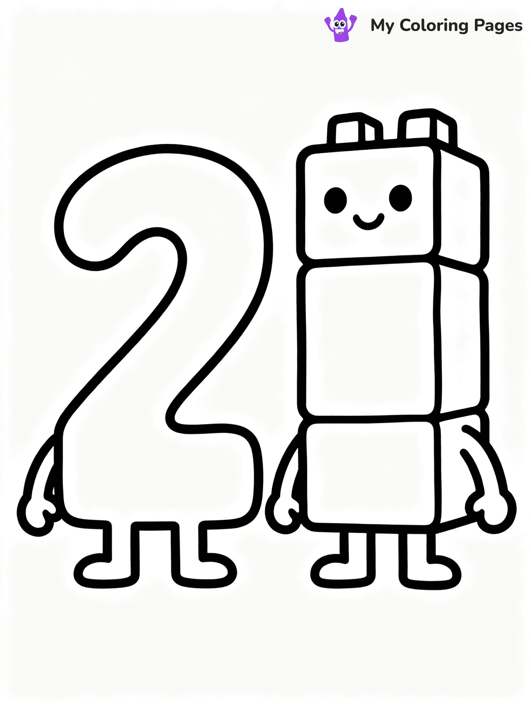 ⚠️ CRITICAL REQUIREMENT - ABSOLUTE BLACK AND WHITE ONLY ⚠️
This MUST be a BLACK AND WHITE line drawing ONLY. NO COLORS whatsoever.
- ONLY pure black lines (#000000) on pure white background (#FFFFFF)
- ABSOLUTELY NO colors, NO shading, NO gradients, NO grayscale
- If there are ANY colors in the output, the image is REJECTED
- This is a COLORING PAGE - meant to be COLORED IN by children
- The output must be UNCOLORED line art ready for coloring
⚠️ SUBJECT TO DRAW: Two from Numberblocks in Numberblocks animation style
(REMEMBER: Output must be BLACK AND WHITE line art only, NOT colored!)
# COLORING PAGE: BLACK OUTLINES ONLY - WHITE BACKGROUND MANDATORY
Create a **coloring book page** using EXACTLY two values: black lines, white space.
## NON-NEGOTIABLE BINARY RULES
- **ONLY #000000 (black) and #FFFFFF (white)** - NO other values exist
- **EVERY PIXEL = BLACK OR WHITE** - no gray/shading/antialiasing
- **WHITE BACKGROUND MANDATORY** - entire canvas stays white
- **ALL SHAPES HOLLOW** - everything is empty outlines waiting to be colored
- **FORBIDDEN:** fills, shading, gradients, patterns, textures, colors
- **NO SOLID REGIONS** - if it's not a thin line, it's wrong
## Universal Line Standards
- Black outlines ONLY - thin, uniform weight
- Every shape completely empty inside
- Closed contours suitable for coloring
- Simple flat illustration - zero depth/3D/realism
- **Style:** Whimsical Doodle Art Alley - rounded, friendly outlines (unless specified)
## Everything = Outline Only
- Characters/animals: hollow shapes
- Objects/clothing: empty contours
- Backgrounds/scenery: line work only
- Natural elements: outlined forms
- Dark/night areas: don't exist (use outlined symbols)
- Textures/patterns: convert to simple lines
## The Test
Can a child color EVERY white space with crayons? If any area is pre-filled/shaded/gray or colored in, it FAILS. Every shape must be waiting to receive color.
**FINAL OUTPUT**: Binary coloring page. Black lines define shapes. White spaces ready for coloring. Nothing else exists. No exceptions. Print-ready.
⚠️ FINAL REMINDER: Draw the subject "Two from Numberblocks in Numberblocks animation style" as BLACK AND WHITE line art. Zero colors in output.