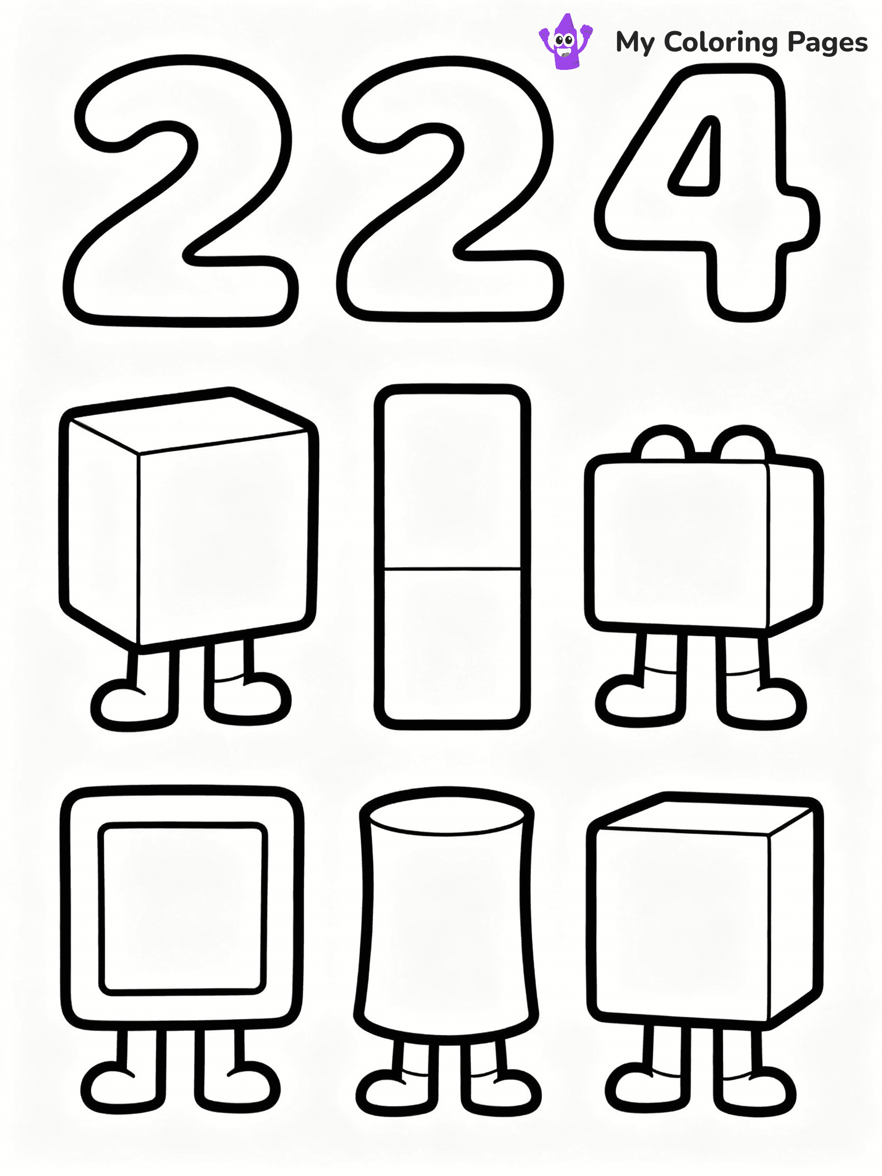 ⚠️ CRITICAL REQUIREMENT - ABSOLUTE BLACK AND WHITE ONLY ⚠️
This MUST be a BLACK AND WHITE line drawing ONLY. NO COLORS whatsoever.
- ONLY pure black lines (#000000) on pure white background (#FFFFFF)
- ABSOLUTELY NO colors, NO shading, NO gradients, NO grayscale
- If there are ANY colors in the output, the image is REJECTED
- This is a COLORING PAGE - meant to be COLORED IN by children
- The output must be UNCOLORED line art ready for coloring
⚠️ SUBJECT TO DRAW: Numberblocks in Numberblocks animation style
(REMEMBER: Output must be BLACK AND WHITE line art only, NOT colored!)
# COLORING PAGE: BLACK OUTLINES ONLY - WHITE BACKGROUND MANDATORY
Create a **coloring book page** using EXACTLY two values: black lines, white space.
## NON-NEGOTIABLE BINARY RULES
- **ONLY #000000 (black) and #FFFFFF (white)** - NO other values exist
- **EVERY PIXEL = BLACK OR WHITE** - no gray/shading/antialiasing
- **WHITE BACKGROUND MANDATORY** - entire canvas stays white
- **ALL SHAPES HOLLOW** - everything is empty outlines waiting to be colored
- **FORBIDDEN:** fills, shading, gradients, patterns, textures, colors
- **NO SOLID REGIONS** - if it's not a thin line, it's wrong
## Universal Line Standards
- Black outlines ONLY - thin, uniform weight
- Every shape completely empty inside
- Closed contours suitable for coloring
- Simple flat illustration - zero depth/3D/realism
- **Style:** Whimsical Doodle Art Alley - rounded, friendly outlines (unless specified)
## Everything = Outline Only
- Characters/animals: hollow shapes
- Objects/clothing: empty contours
- Backgrounds/scenery: line work only
- Natural elements: outlined forms
- Dark/night areas: don't exist (use outlined symbols)
- Textures/patterns: convert to simple lines
## The Test
Can a child color EVERY white space with crayons? If any area is pre-filled/shaded/gray or colored in, it FAILS. Every shape must be waiting to receive color.
**FINAL OUTPUT**: Binary coloring page. Black lines define shapes. White spaces ready for coloring. Nothing else exists. No exceptions. Print-ready.
⚠️ FINAL REMINDER: Draw the subject "Numberblocks in Numberblocks animation style" as BLACK AND WHITE line art. Zero colors in output.