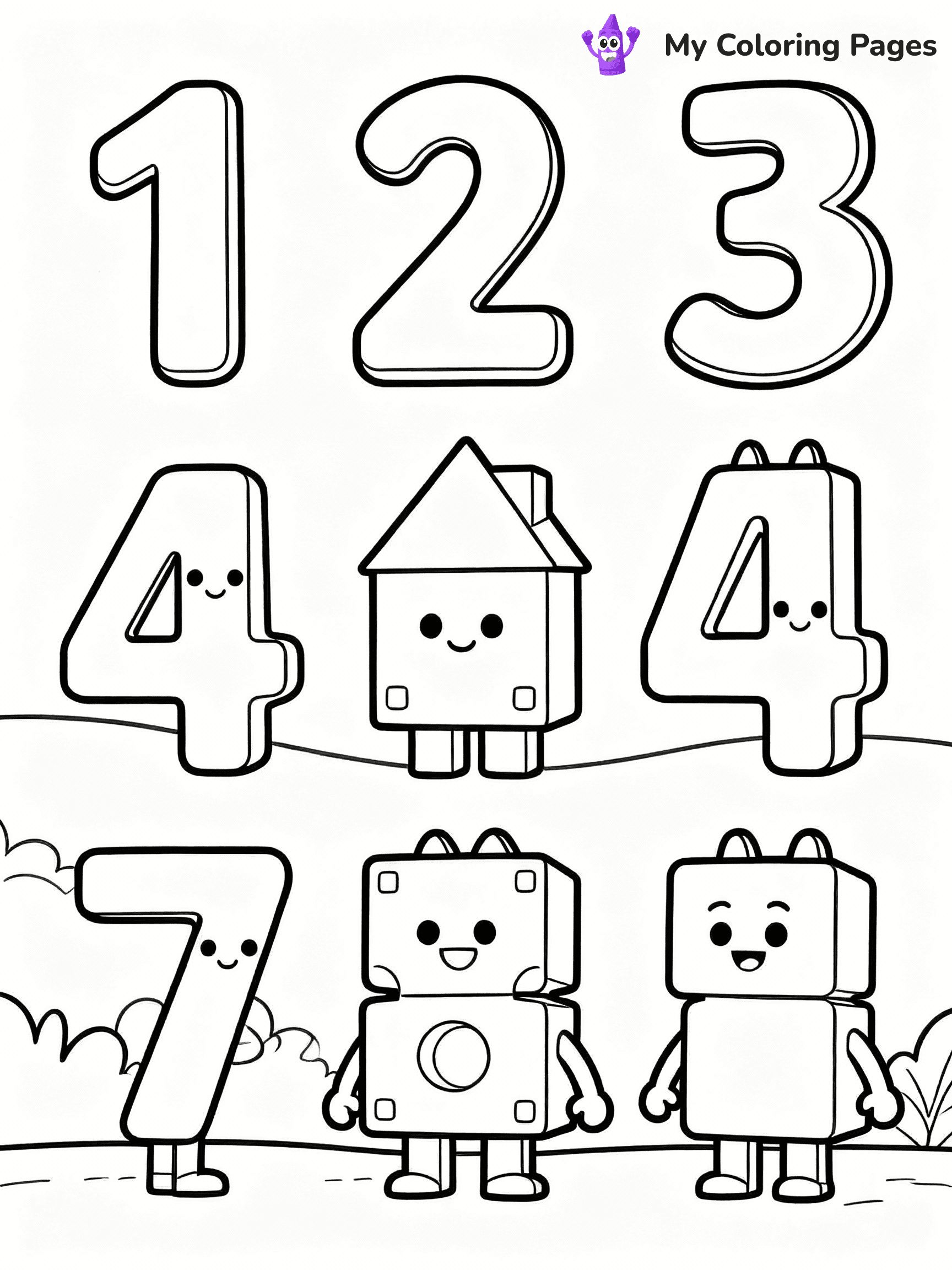 ⚠️ CRITICAL REQUIREMENT - ABSOLUTE BLACK AND WHITE ONLY ⚠️
This MUST be a BLACK AND WHITE line drawing ONLY. NO COLORS whatsoever.
- ONLY pure black lines (#000000) on pure white background (#FFFFFF)
- ABSOLUTELY NO colors, NO shading, NO gradients, NO grayscale
- If there are ANY colors in the output, the image is REJECTED
- This is a COLORING PAGE - meant to be COLORED IN by children
- The output must be UNCOLORED line art ready for coloring
⚠️ SUBJECT TO DRAW: Numberblocks in Numberblocks animation style
(REMEMBER: Output must be BLACK AND WHITE line art only, NOT colored!)
# COLORING PAGE: BLACK OUTLINES ONLY - WHITE BACKGROUND MANDATORY
Create a **coloring book page** using EXACTLY two values: black lines, white space.
## NON-NEGOTIABLE BINARY RULES
- **ONLY #000000 (black) and #FFFFFF (white)** - NO other values exist
- **EVERY PIXEL = BLACK OR WHITE** - no gray/shading/antialiasing
- **WHITE BACKGROUND MANDATORY** - entire canvas stays white
- **ALL SHAPES HOLLOW** - everything is empty outlines waiting to be colored
- **FORBIDDEN:** fills, shading, gradients, patterns, textures, colors
- **NO SOLID REGIONS** - if it's not a thin line, it's wrong
## Universal Line Standards
- Black outlines ONLY - thin, uniform weight
- Every shape completely empty inside
- Closed contours suitable for coloring
- Simple flat illustration - zero depth/3D/realism
- **Style:** Whimsical Doodle Art Alley - rounded, friendly outlines (unless specified)
## Everything = Outline Only
- Characters/animals: hollow shapes
- Objects/clothing: empty contours
- Backgrounds/scenery: line work only
- Natural elements: outlined forms
- Dark/night areas: don't exist (use outlined symbols)
- Textures/patterns: convert to simple lines
## The Test
Can a child color EVERY white space with crayons? If any area is pre-filled/shaded/gray or colored in, it FAILS. Every shape must be waiting to receive color.
**FINAL OUTPUT**: Binary coloring page. Black lines define shapes. White spaces ready for coloring. Nothing else exists. No exceptions. Print-ready.
⚠️ FINAL REMINDER: Draw the subject "Numberblocks in Numberblocks animation style" as BLACK AND WHITE line art. Zero colors in output.