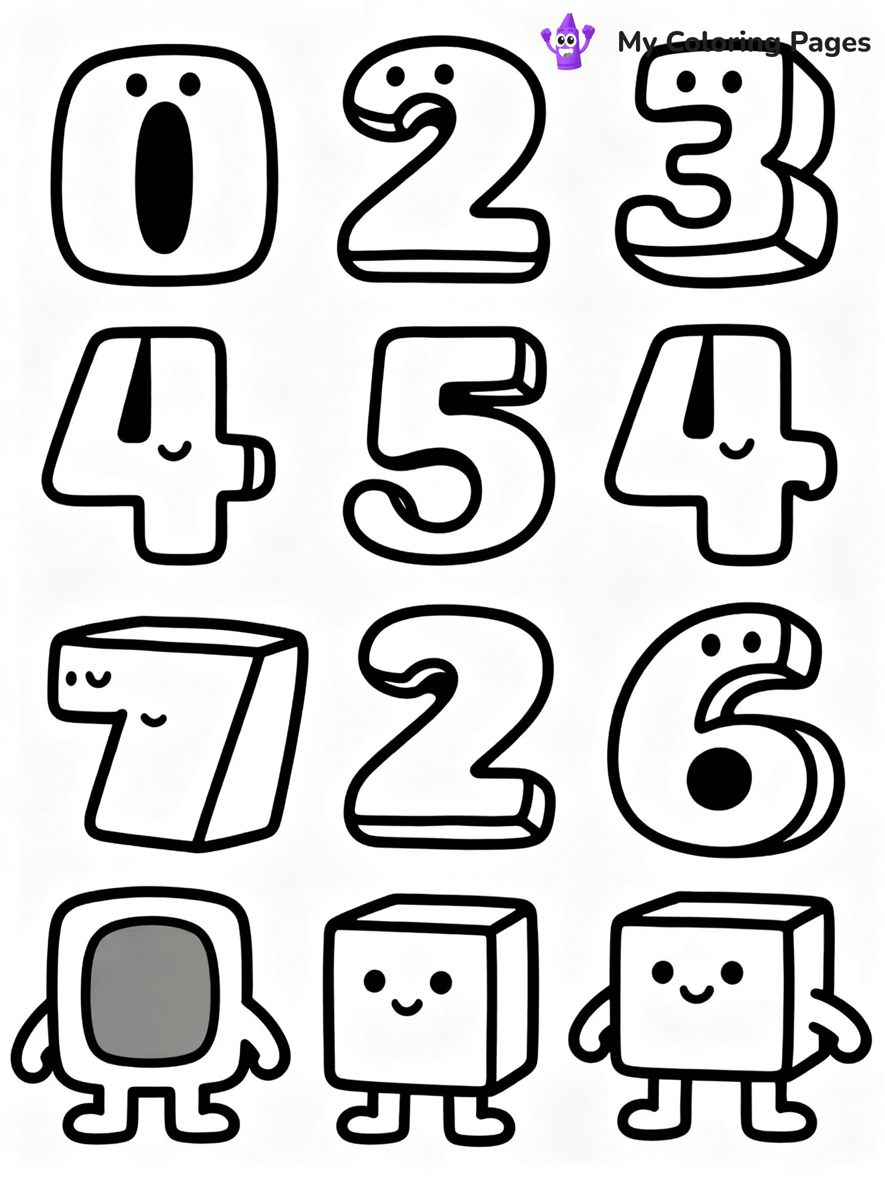 ⚠️ CRITICAL REQUIREMENT - ABSOLUTE BLACK AND WHITE ONLY ⚠️
This MUST be a BLACK AND WHITE line drawing ONLY. NO COLORS whatsoever.
- ONLY pure black lines (#000000) on pure white background (#FFFFFF)
- ABSOLUTELY NO colors, NO shading, NO gradients, NO grayscale
- If there are ANY colors in the output, the image is REJECTED
- This is a COLORING PAGE - meant to be COLORED IN by children
- The output must be UNCOLORED line art ready for coloring
⚠️ SUBJECT TO DRAW: Numberblocks cartoons
(REMEMBER: Output must be BLACK AND WHITE line art only, NOT colored!)
# COLORING PAGE: BLACK OUTLINES ONLY - WHITE BACKGROUND MANDATORY
Create a **coloring book page** using EXACTLY two values: black lines, white space.
## NON-NEGOTIABLE BINARY RULES
- **ONLY #000000 (black) and #FFFFFF (white)** - NO other values exist
- **EVERY PIXEL = BLACK OR WHITE** - no gray/shading/antialiasing
- **WHITE BACKGROUND MANDATORY** - entire canvas stays white
- **ALL SHAPES HOLLOW** - everything is empty outlines waiting to be colored
- **FORBIDDEN:** fills, shading, gradients, patterns, textures, colors
- **NO SOLID REGIONS** - if it's not a thin line, it's wrong
## Universal Line Standards
- Black outlines ONLY - thin, uniform weight
- Every shape completely empty inside
- Closed contours suitable for coloring
- Simple flat illustration - zero depth/3D/realism
- **Style:** Whimsical Doodle Art Alley - rounded, friendly outlines (unless specified)
## Everything = Outline Only
- Characters/animals: hollow shapes
- Objects/clothing: empty contours
- Backgrounds/scenery: line work only
- Natural elements: outlined forms
- Dark/night areas: don't exist (use outlined symbols)
- Textures/patterns: convert to simple lines
## The Test
Can a child color EVERY white space with crayons? If any area is pre-filled/shaded/gray or colored in, it FAILS. Every shape must be waiting to receive color.
**FINAL OUTPUT**: Binary coloring page. Black lines define shapes. White spaces ready for coloring. Nothing else exists. No exceptions. Print-ready.
⚠️ FINAL REMINDER: Draw the subject "Numberblocks cartoons" as BLACK AND WHITE line art. Zero colors in output.