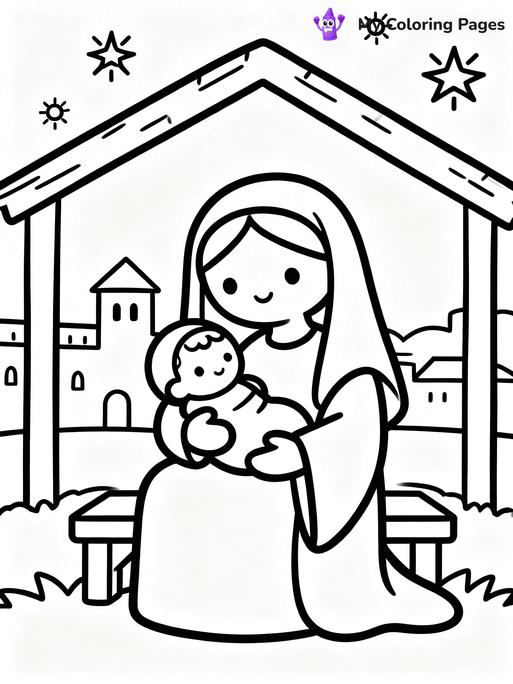 Mary And Jesus Coloring Pages - 13