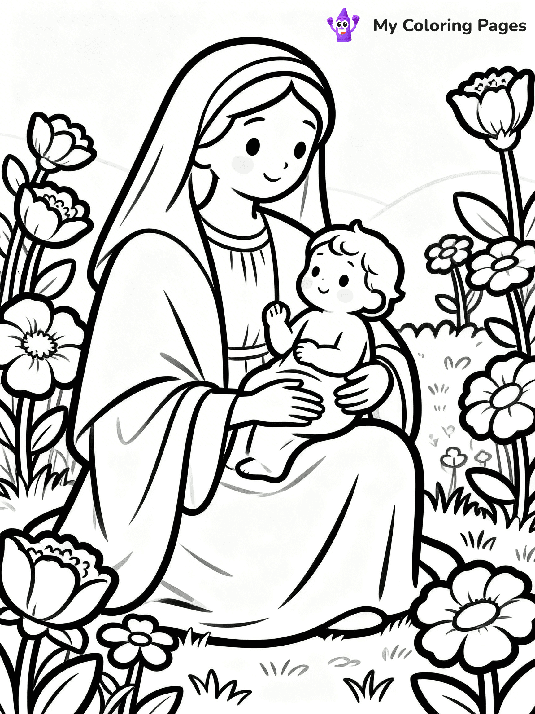 Mary And Jesus Coloring Pages - 9