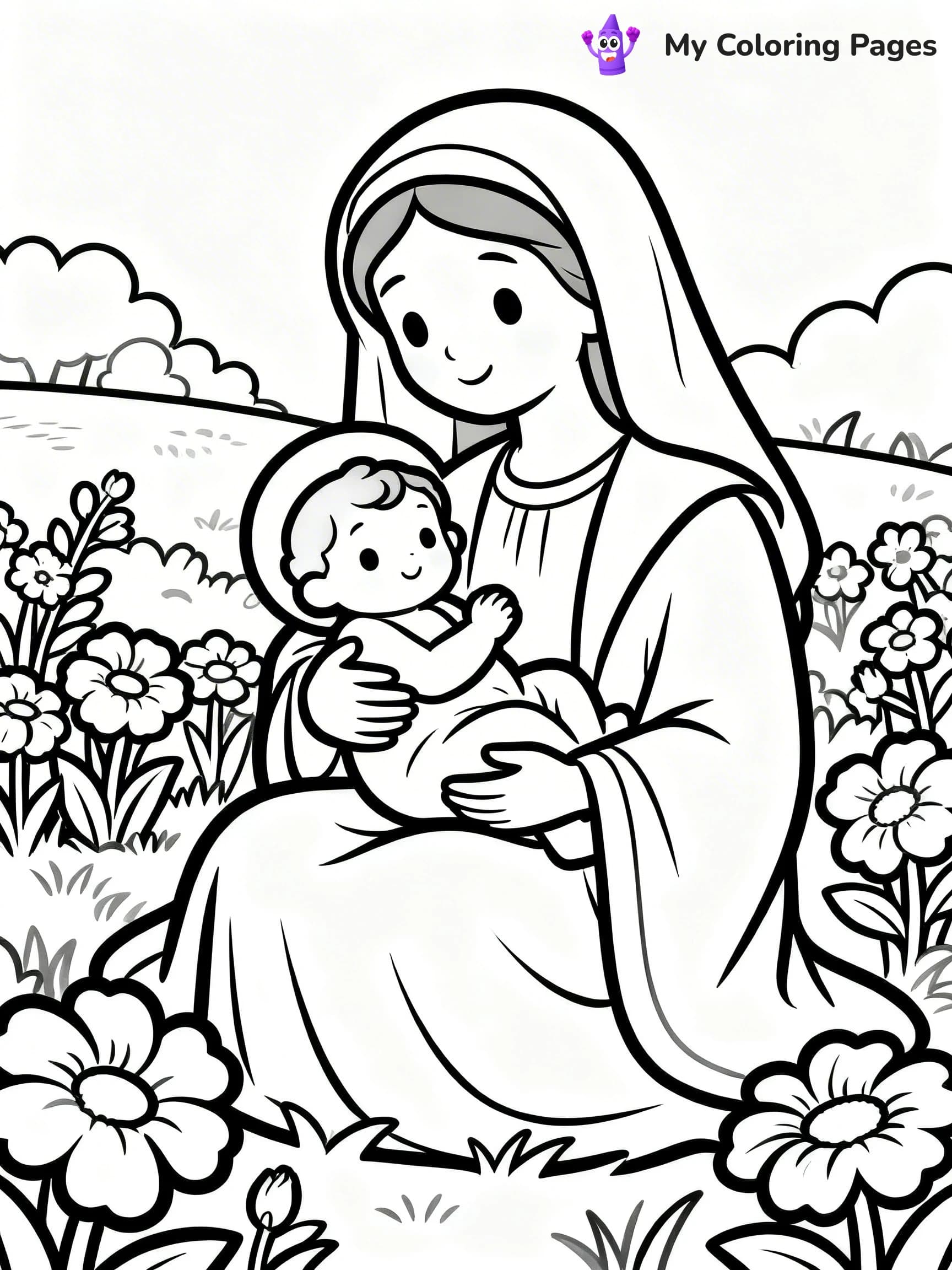 Mary And Jesus Coloring Pages - 8