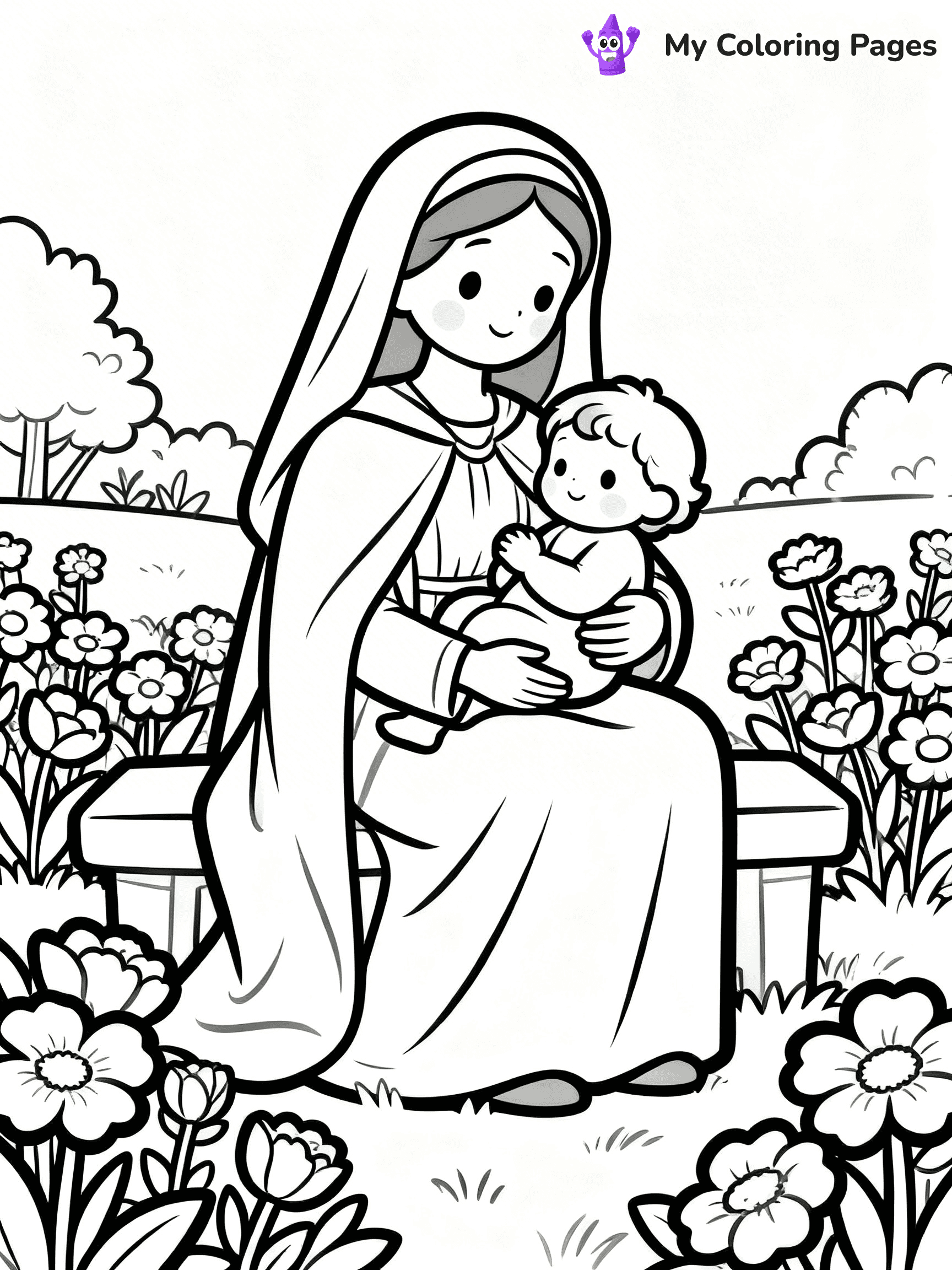 Mary And Jesus Coloring Pages - 7