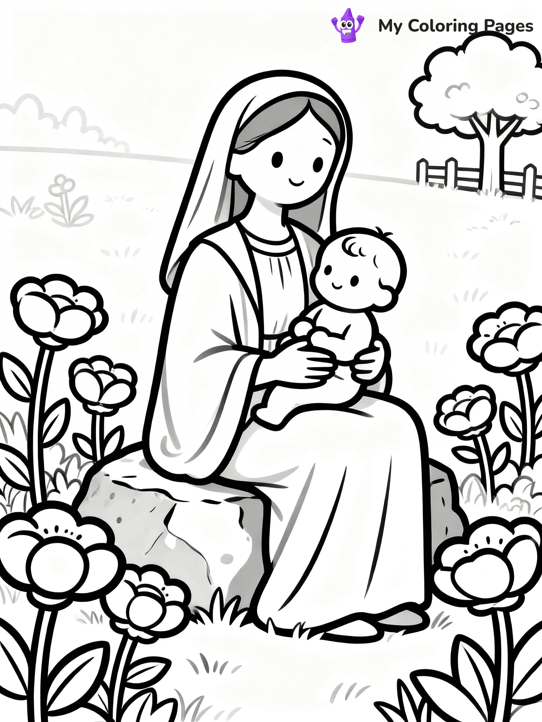 Mary And Jesus Coloring Pages - 6