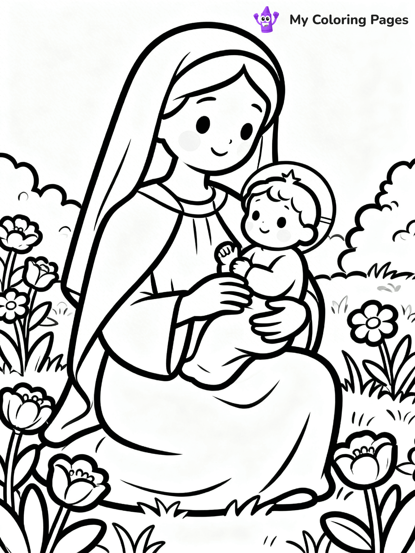 Mary And Jesus Coloring Pages - 5