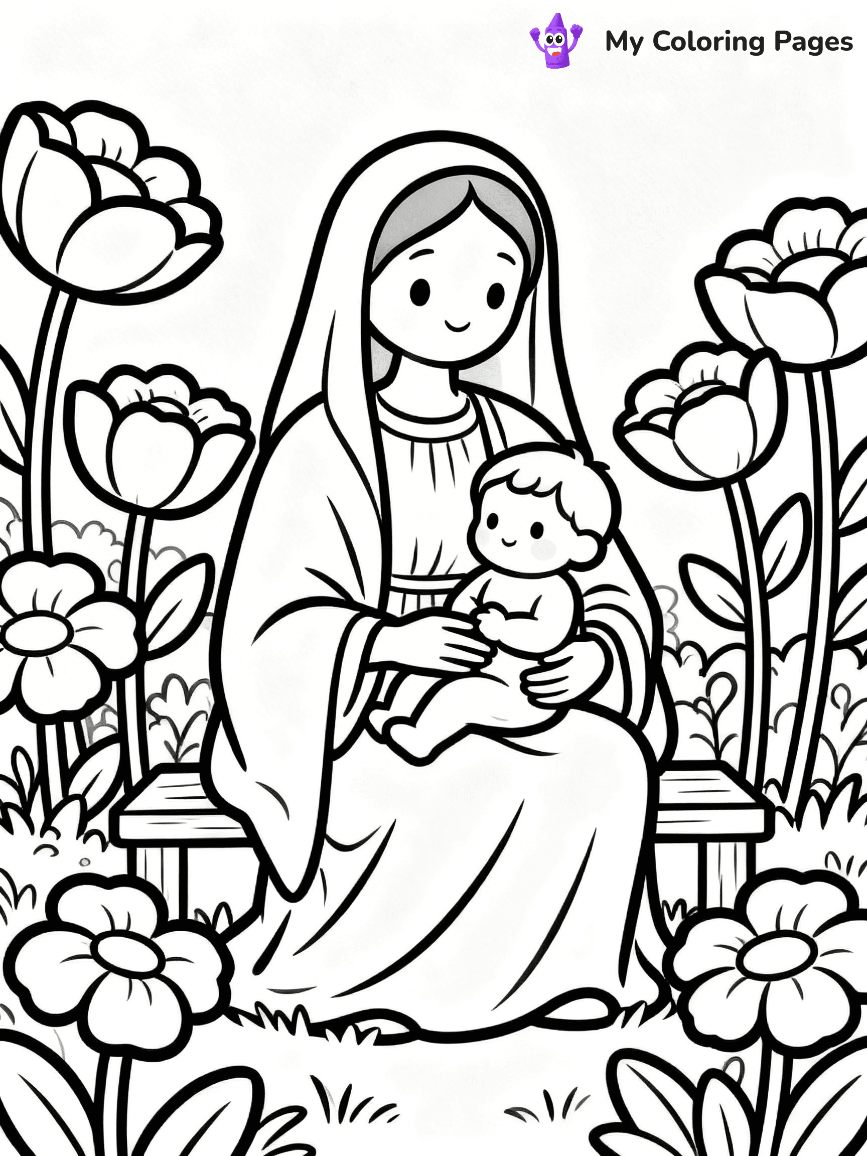 Mary And Jesus Coloring Pages - 4