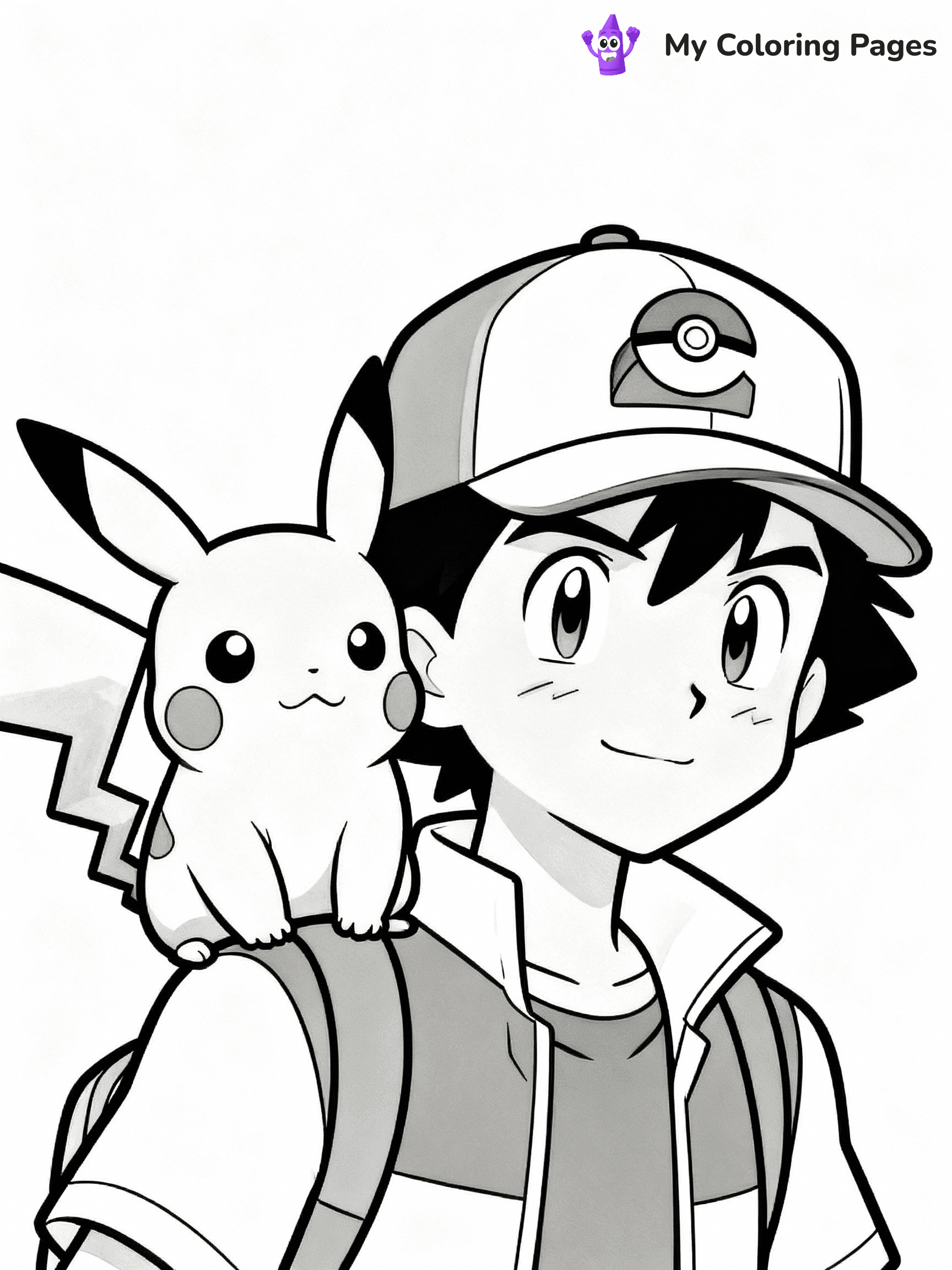 ⚠️ CRITICAL REQUIREMENT - ABSOLUTE BLACK AND WHITE ONLY ⚠️
This MUST be a BLACK AND WHITE line drawing ONLY. NO COLORS whatsoever.
- ONLY pure black lines (#000000) on pure white background (#FFFFFF)
- ABSOLUTELY NO colors, NO shading, NO gradients, NO grayscale
- If there are ANY colors in the output, the image is REJECTED
- This is a COLORING PAGE - meant to be COLORED IN by children
- The output must be UNCOLORED line art ready for coloring
⚠️ SUBJECT TO DRAW: Pikachu from Pokémon sitting on Ash's shoulder, cap visible on Ash. Important: PURE OUTLINES. NO FILLS, COLOR, SHADING, OR GREYSCALE. WHITE BACKGROUND.
(REMEMBER: Output must be BLACK AND WHITE line art only, NOT colored!)
# Flat, Friendly Cartoon Line-Art Coloring Page
You are generating a **pure black-and-white binary image** of a child-friendly cartoon scene combining characters and background scenery in one cohesive composition.
## Rendering Rules (Strict)
- Only two colors: pure black (#000000) outlines and pure white (#FFFFFF) background.
- No grayscale, shading, gradients, tints, fills, transparency, or partial pixels.
- No antialiasing or blended edges; every pixel is 100% black or white.
- No solid black fills inside shapes — all areas inside outlines must remain white.
- No dark clothing areas or filled tone blocks; all garments outlined only.
- No shadows, textures, lighting, or tonal variations.
- Must look like flat binary vector line-art for coloring pages.
## Drawing & Composition
- **Medium, consistent line weight**; clean closed outlines easy to color inside.
- **Flat, simple, child-friendly design** — no realism or 3D depth.
- Characters are **grounded on a surface**, centered and large.
- **Balanced composition** with clear silhouettes and minimal props.
## Scenery & Style
- Landmarks (e.g., mosque, CN Tower) and scenery (trees, benches, waves) drawn with **black outlines only.**
- For real-world figures, teams, or places, show accurate details using only black outlines—no text or logos. Use distinctive uniform patterns, abstract symbols, and landmark silhouettes to convey identity.
- Keep **consistent perspective**; no floating elements.
- **Style:** whimsical **Doodle Art Alley** — rounded, friendly outlines.
- May adapt shapes from **Crayola, Disney, Peppa Pig, Cocomelon** — *by shape only, never color.*
- Final output: **flat, crisp, binary (#000000/#FFFFFF)**, **no filled color or background text.**
EXTREMELYE IMPORTANT:
- PURE BINARY LINE-ART; NO FILLS (HAIR/CLOTHES/SKIN), SHADING, OR GREY.
- NO SHADING, COLOR. MUST BE WHITE BACKGROUND.
⚠️ FINAL REMINDER: Draw the subject "Pikachu from Pokémon sitting on Ash's shoulder, cap visible on Ash. Important: PURE OUTLINES. NO FILLS, COLOR, SHADING, OR GREYSCALE. WHITE BACKGROUND." as BLACK AND WHITE line art. Zero colors in output.