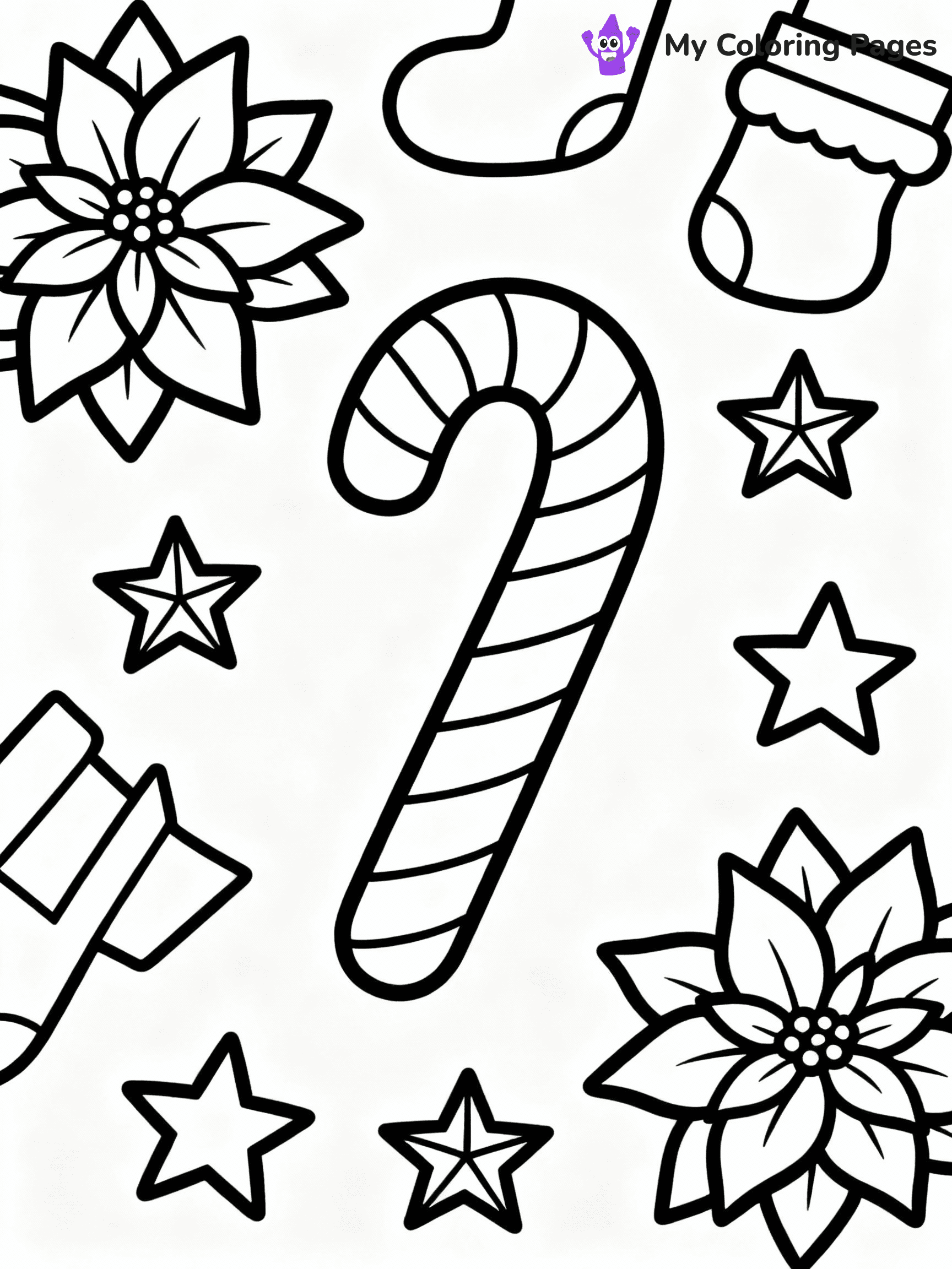 Candy Cane Coloring Pages - 4