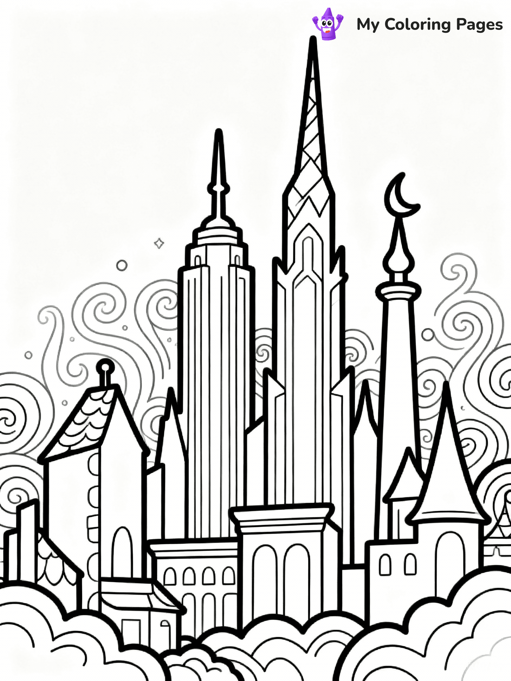 ⚠️ CRITICAL REQUIREMENT - ABSOLUTE BLACK AND WHITE ONLY ⚠️
This MUST be a BLACK AND WHITE line drawing ONLY. NO COLORS whatsoever.
- ONLY pure black lines (#000000) on pure white background (#FFFFFF)
- ABSOLUTELY NO colors, NO shading, NO gradients, NO grayscale
- If there are ANY colors in the output, the image is REJECTED
- This is a COLORING PAGE - meant to be COLORED IN by children
- The output must be UNCOLORED line art ready for coloring
⚠️ SUBJECT TO DRAW: Emerald City skyline from Wicked in whimsical style, towering spires, vibrant architecture, magical aura
(REMEMBER: Output must be BLACK AND WHITE line art only, NOT colored!)
# COLORING PAGE: BLACK OUTLINES ONLY - WHITE BACKGROUND MANDATORY
Create a **coloring book page** using EXACTLY two values: black lines, white space.
## NON-NEGOTIABLE BINARY RULES
- **ONLY #000000 (black) and #FFFFFF (white)** - NO other values exist
- **EVERY PIXEL = BLACK OR WHITE** - no gray/shading/antialiasing
- **WHITE BACKGROUND MANDATORY** - entire canvas stays white
- **ALL SHAPES HOLLOW** - everything is empty outlines waiting to be colored
- **FORBIDDEN:** fills, shading, gradients, patterns, textures, colors
- **NO SOLID REGIONS** - if it's not a thin line, it's wrong
## Universal Line Standards
- Black outlines ONLY - thin, uniform weight
- Every shape completely empty inside
- Closed contours suitable for coloring
- Simple flat illustration - zero depth/3D/realism
- **Style:** Whimsical Doodle Art Alley - rounded, friendly outlines (unless specified)
## Everything = Outline Only
- Characters/animals: hollow shapes
- Objects/clothing: empty contours
- Backgrounds/scenery: line work only
- Natural elements: outlined forms
- Dark/night areas: don't exist (use outlined symbols)
- Textures/patterns: convert to simple lines
## The Test
Can a child color EVERY white space with crayons? If any area is pre-filled/shaded/gray or colored in, it FAILS. Every shape must be waiting to receive color.
**FINAL OUTPUT**: Binary coloring page. Black lines define shapes. White spaces ready for coloring. Nothing else exists. No exceptions. Print-ready.
⚠️ FINAL REMINDER: Draw the subject "Emerald City skyline from Wicked in whimsical style, towering spires, vibrant architecture, magical aura" as BLACK AND WHITE line art. Zero colors in output.