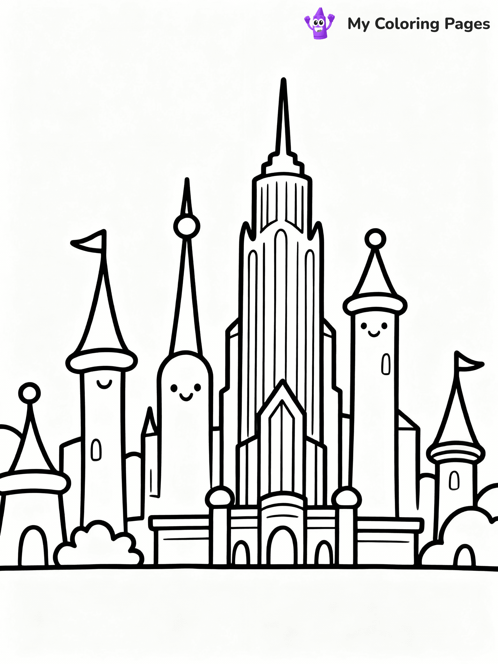 ⚠️ CRITICAL REQUIREMENT - ABSOLUTE BLACK AND WHITE ONLY ⚠️
This MUST be a BLACK AND WHITE line drawing ONLY. NO COLORS whatsoever.
- ONLY pure black lines (#000000) on pure white background (#FFFFFF)
- ABSOLUTELY NO colors, NO shading, NO gradients, NO grayscale
- If there are ANY colors in the output, the image is REJECTED
- This is a COLORING PAGE - meant to be COLORED IN by children
- The output must be UNCOLORED line art ready for coloring
⚠️ SUBJECT TO DRAW: Emerald City skyline from Wicked in whimsical style, towering spires, vibrant architecture, magical aura
(REMEMBER: Output must be BLACK AND WHITE line art only, NOT colored!)
# COLORING PAGE: BLACK OUTLINES ONLY - WHITE BACKGROUND MANDATORY
Create a **coloring book page** using EXACTLY two values: black lines, white space.
## NON-NEGOTIABLE BINARY RULES
- **ONLY #000000 (black) and #FFFFFF (white)** - NO other values exist
- **EVERY PIXEL = BLACK OR WHITE** - no gray/shading/antialiasing
- **WHITE BACKGROUND MANDATORY** - entire canvas stays white
- **ALL SHAPES HOLLOW** - everything is empty outlines waiting to be colored
- **FORBIDDEN:** fills, shading, gradients, patterns, textures, colors
- **NO SOLID REGIONS** - if it's not a thin line, it's wrong
## Universal Line Standards
- Black outlines ONLY - thin, uniform weight
- Every shape completely empty inside
- Closed contours suitable for coloring
- Simple flat illustration - zero depth/3D/realism
- **Style:** Whimsical Doodle Art Alley - rounded, friendly outlines (unless specified)
## Everything = Outline Only
- Characters/animals: hollow shapes
- Objects/clothing: empty contours
- Backgrounds/scenery: line work only
- Natural elements: outlined forms
- Dark/night areas: don't exist (use outlined symbols)
- Textures/patterns: convert to simple lines
## The Test
Can a child color EVERY white space with crayons? If any area is pre-filled/shaded/gray or colored in, it FAILS. Every shape must be waiting to receive color.
**FINAL OUTPUT**: Binary coloring page. Black lines define shapes. White spaces ready for coloring. Nothing else exists. No exceptions. Print-ready.
⚠️ FINAL REMINDER: Draw the subject "Emerald City skyline from Wicked in whimsical style, towering spires, vibrant architecture, magical aura" as BLACK AND WHITE line art. Zero colors in output.